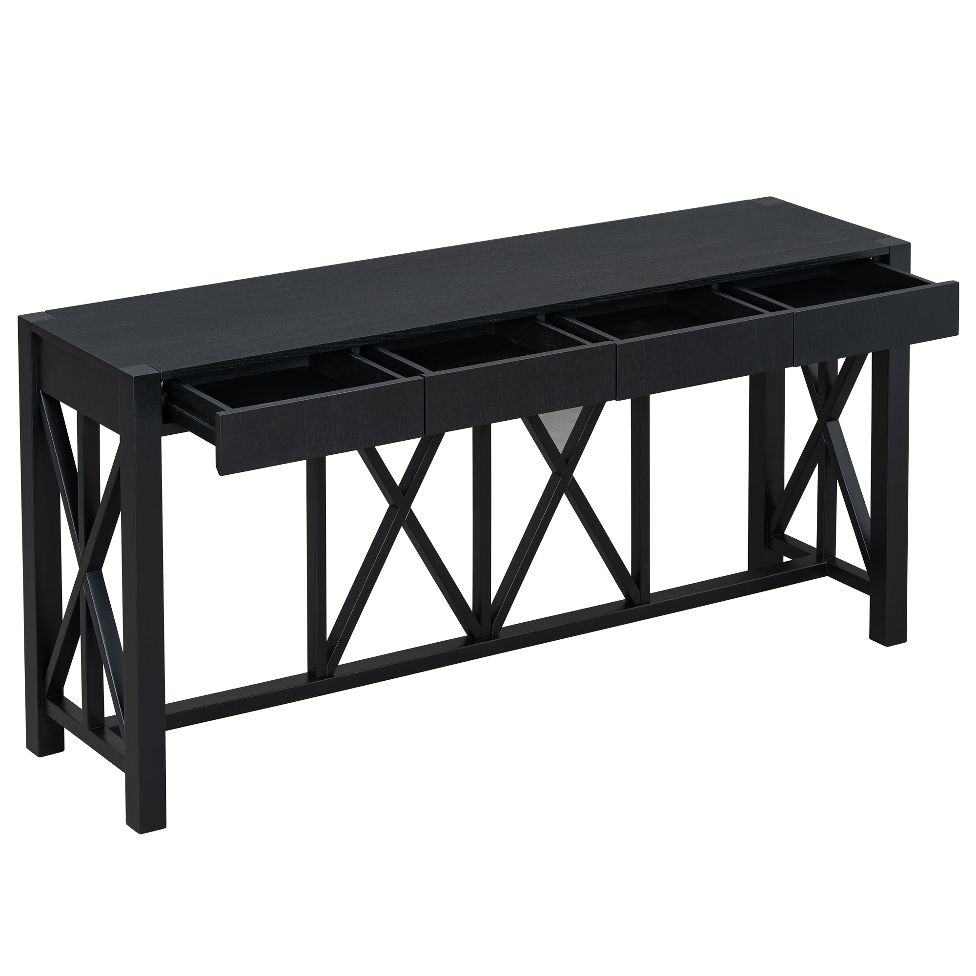 Modern Crisscross Design Entryway Table with Open Bottom Storage