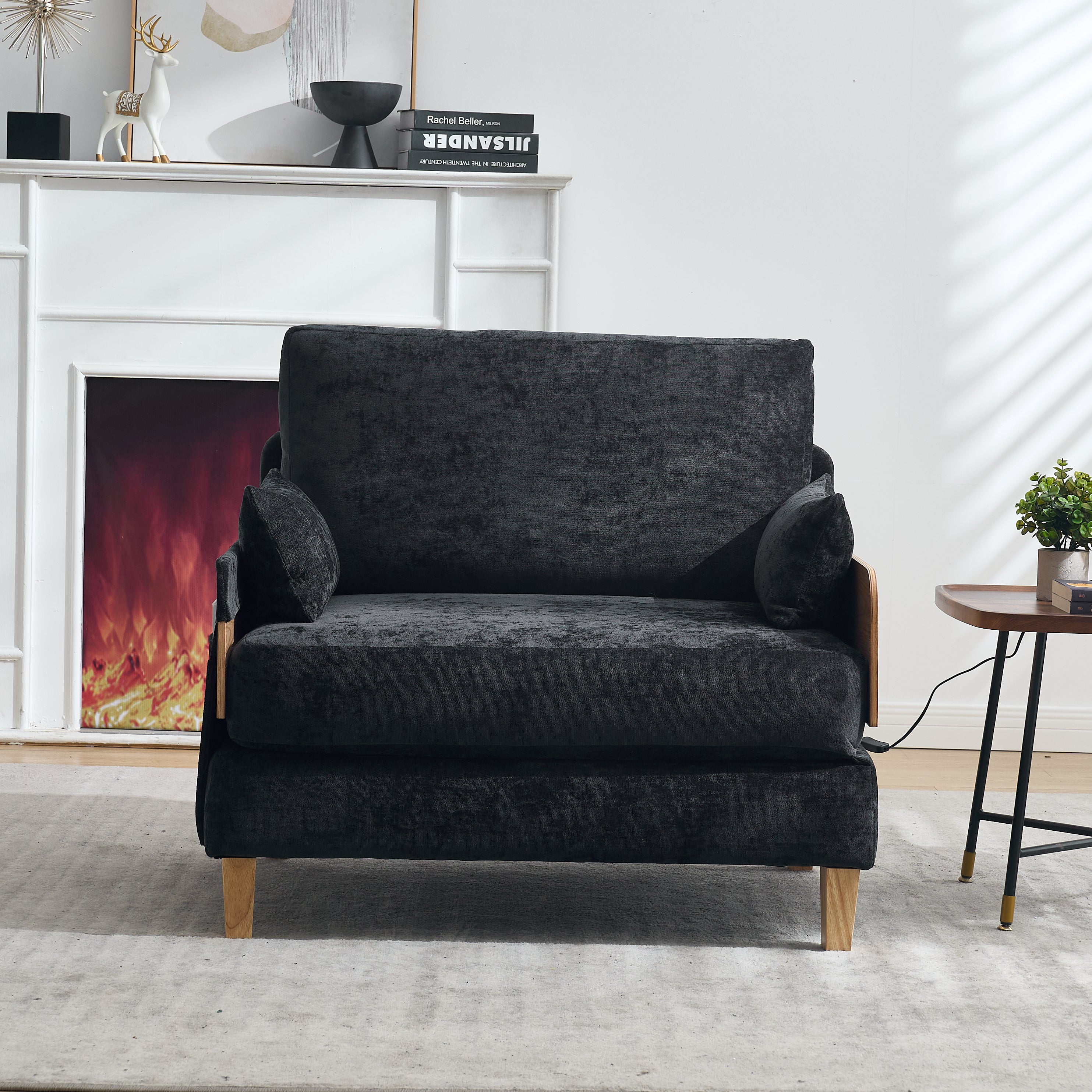 Mid-Century Modern Chenille Foldable Sofa Bed Recliner