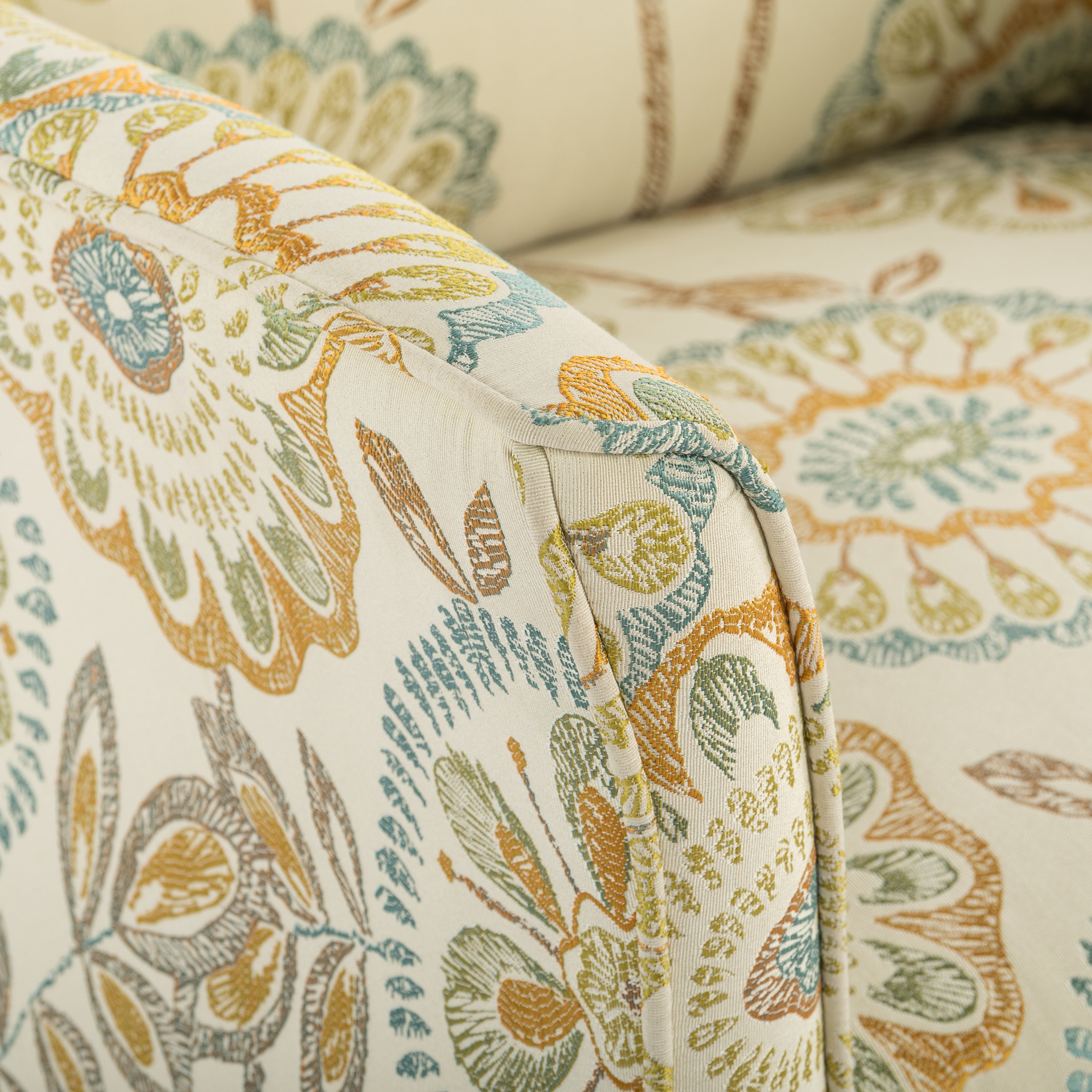 Golden Floral Accent Arm Chair