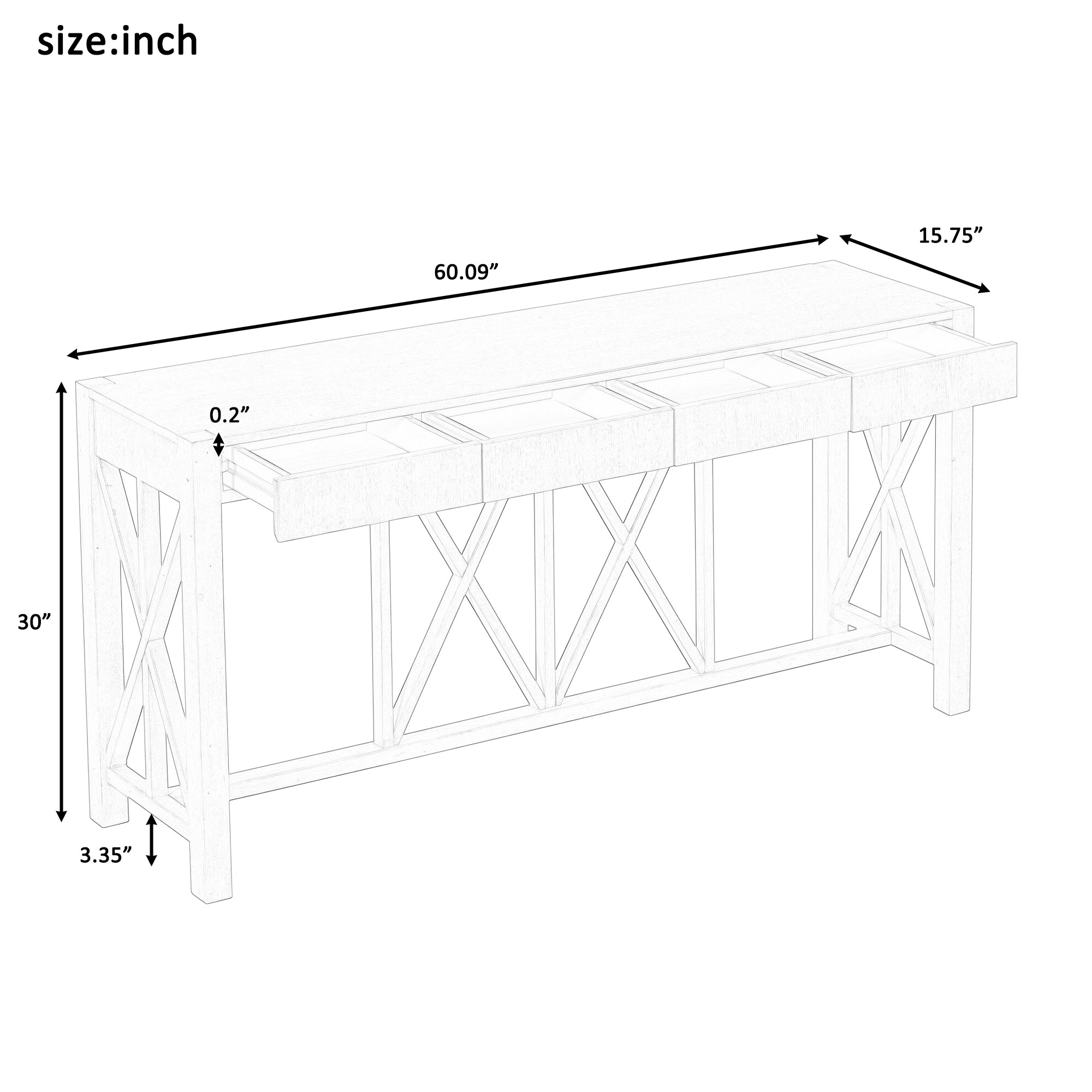 Modern Crisscross Design Entryway Table with Open Bottom Storage