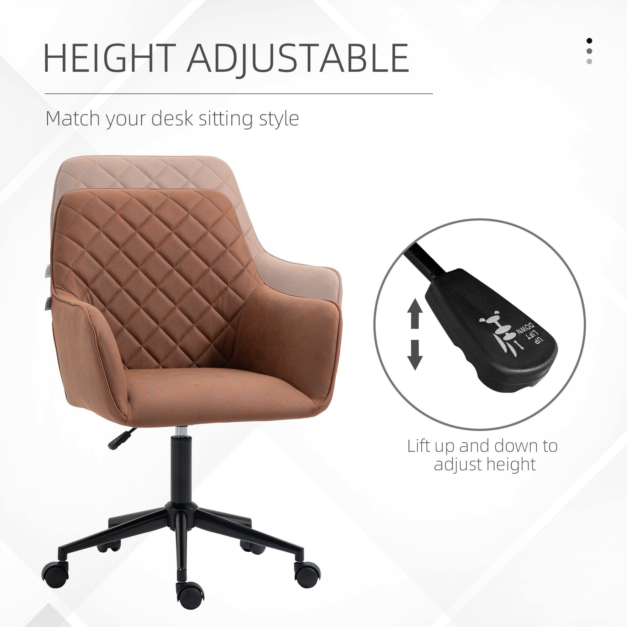 Diamond Home Office Swivel Desk Chair with Adjustable Height