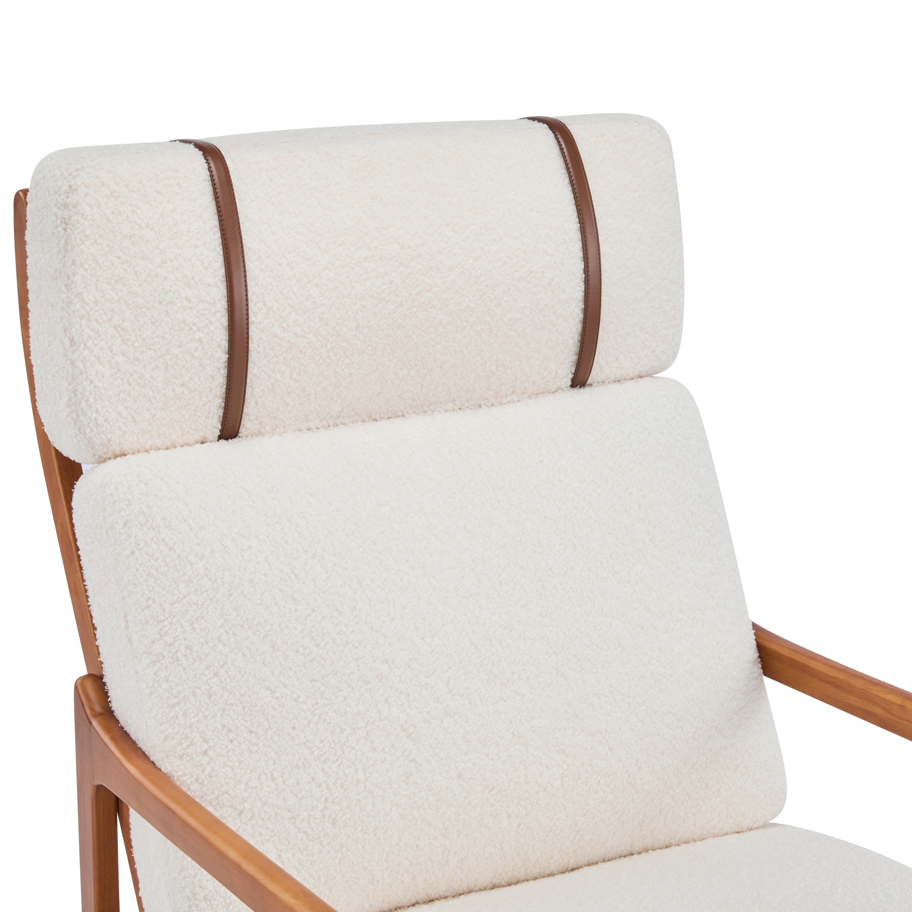 Birchmere Mid Century Modern Accent Armchair, Solid Wood Frame with High Back & Upholstered Cushions