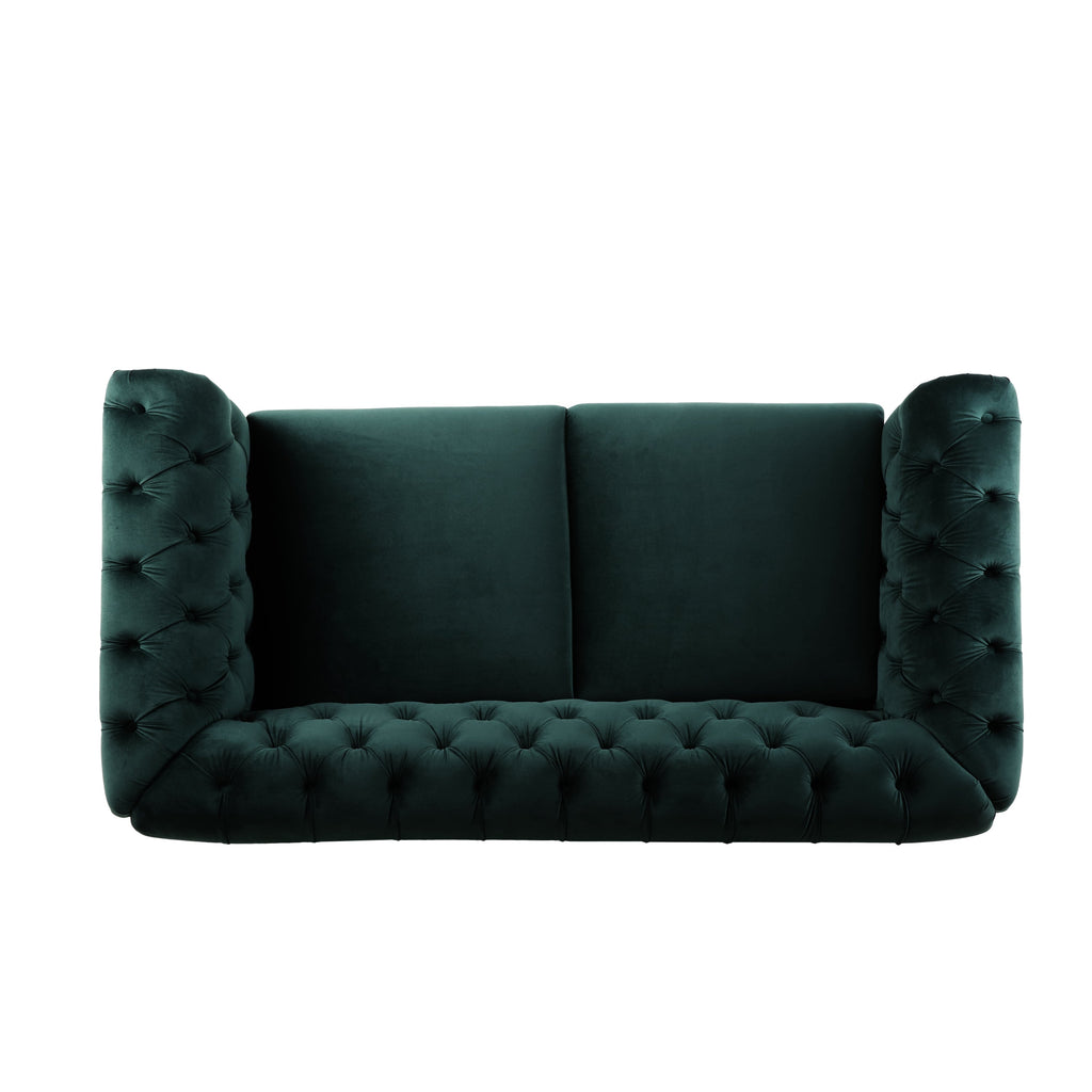 Velvet Rolled Arm Chesterfield Loveseat