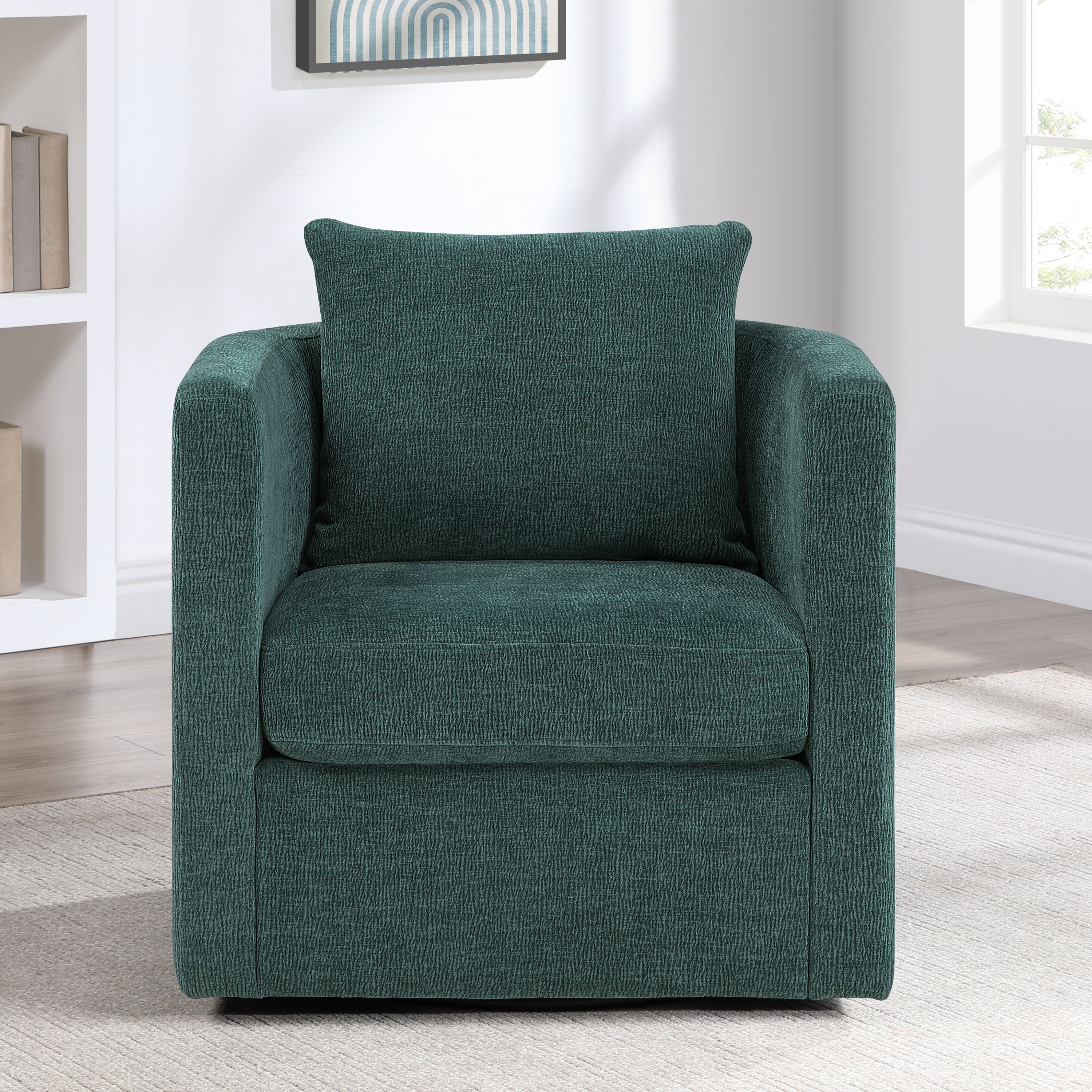Sutton Light Grey Performance Fabric Swivel Barrel Chair