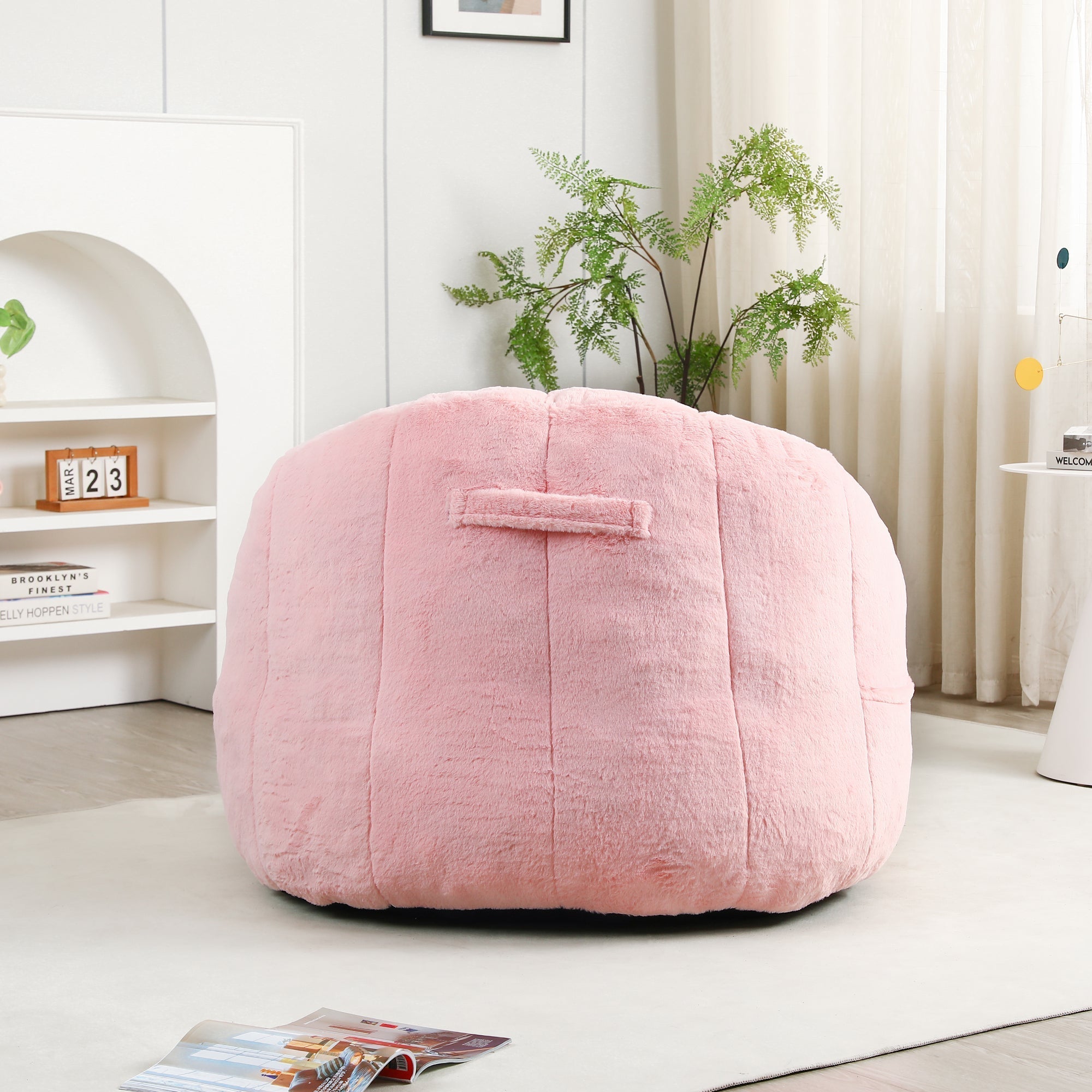 Beanbag Sofa Chair with Armrests Stuffed with High-Density Foam
