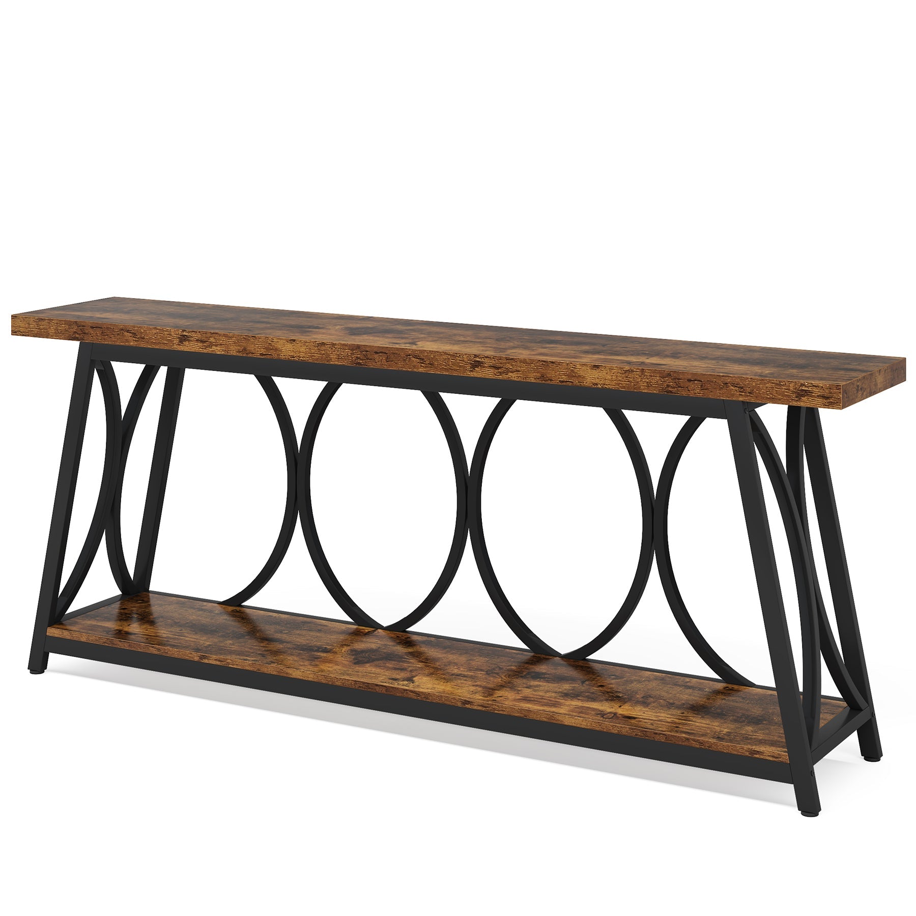 Holliston Industrial Console Tablewith 2-Tier Storage Shelves