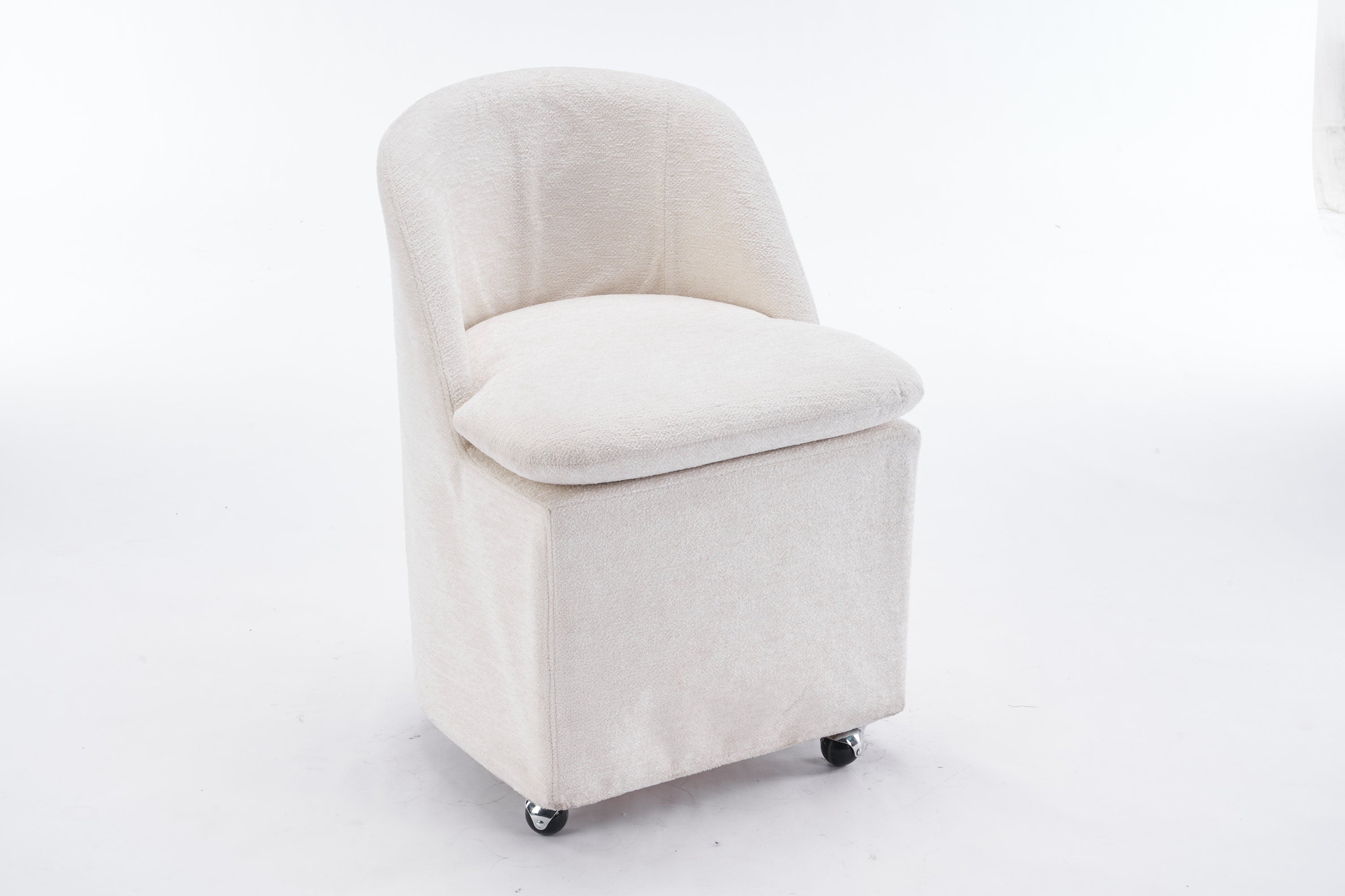 Greymont Chenille Upholstered Armless Dining Chairs With Wheels, Set of 2