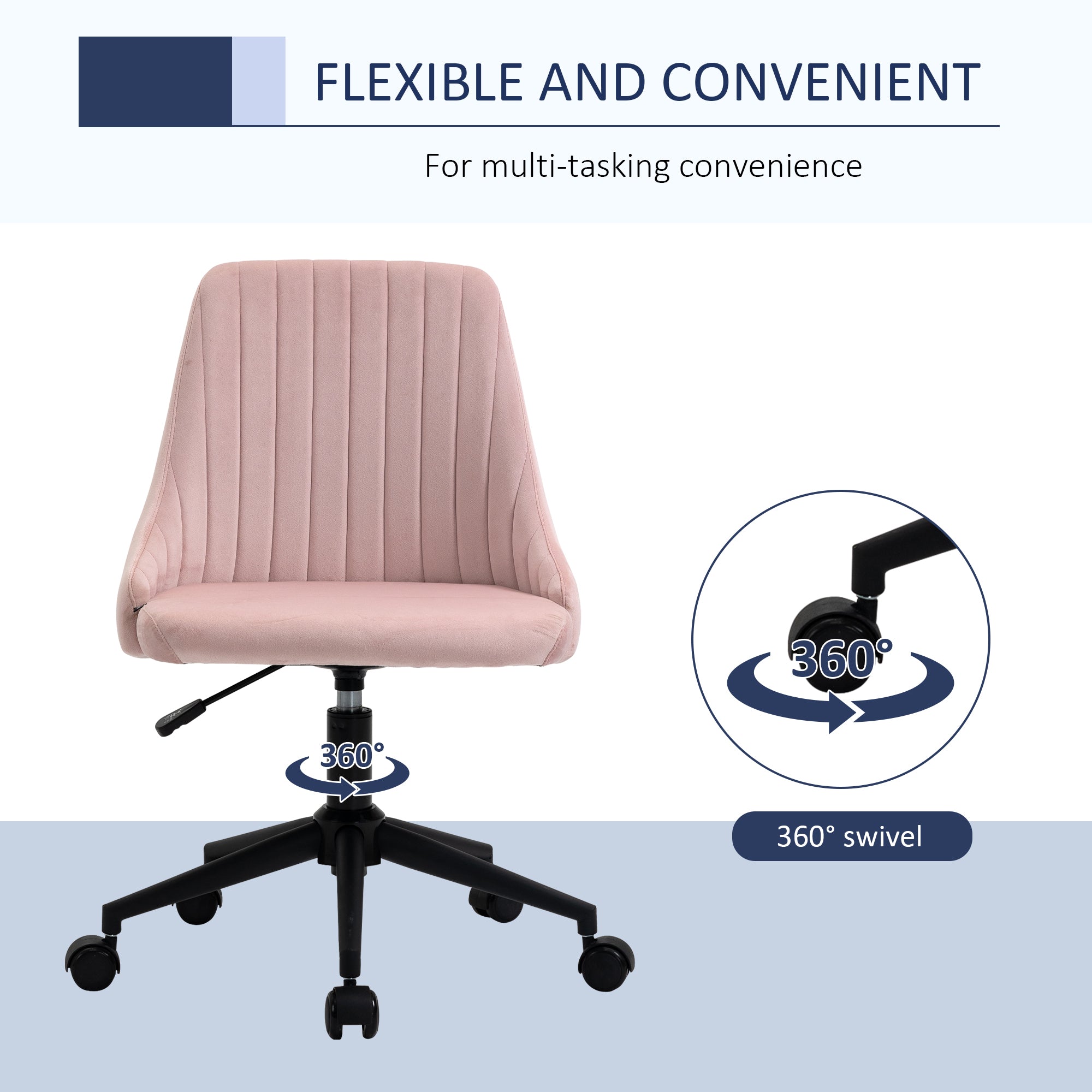 Scalloped Velvet Swivel Desk Chair