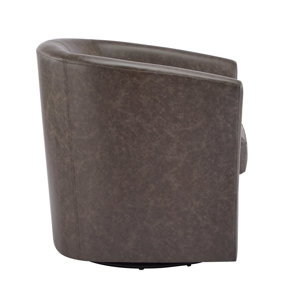 Wilmore Faux Leather Swivel Barrel Chair