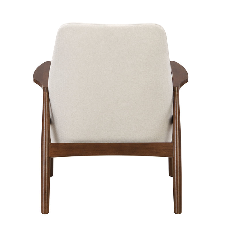 Faux Leather Mid-Century Modern Armchair with Solid Wood Frame
