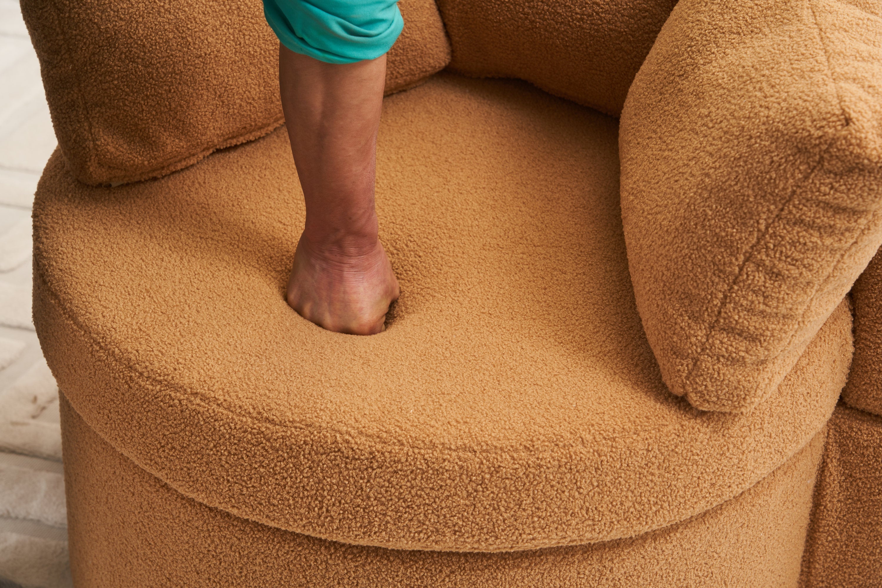 Teddy Fabric Swivel And Storage Chair With Back Cushion