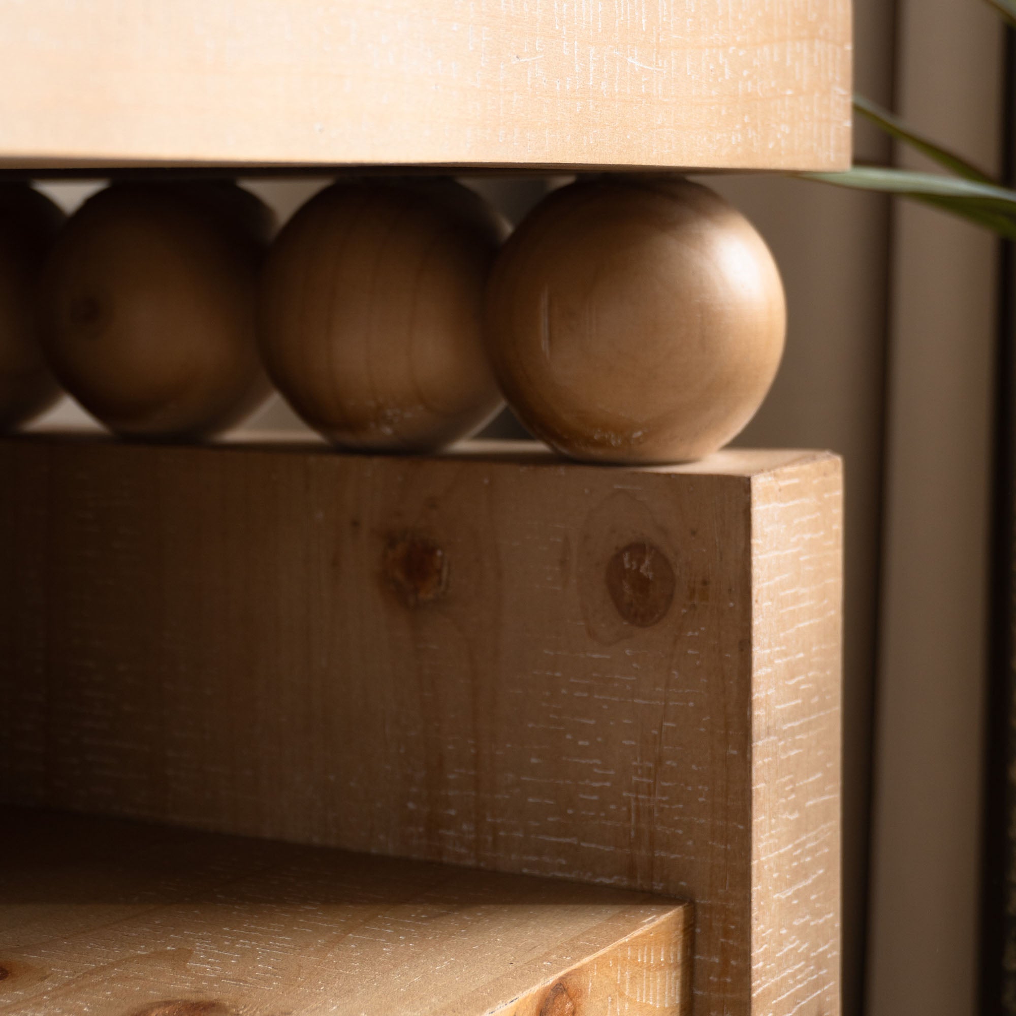 Modern Rustic Console Table with Shelf & Decorative Bead Detail