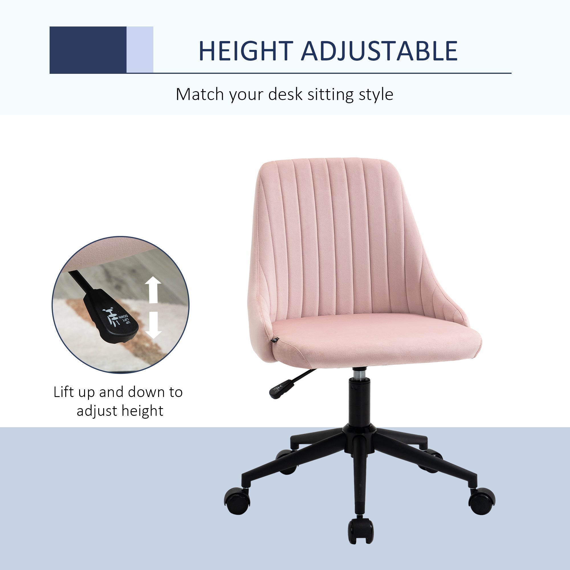 Scalloped Velvet Swivel Desk Chair