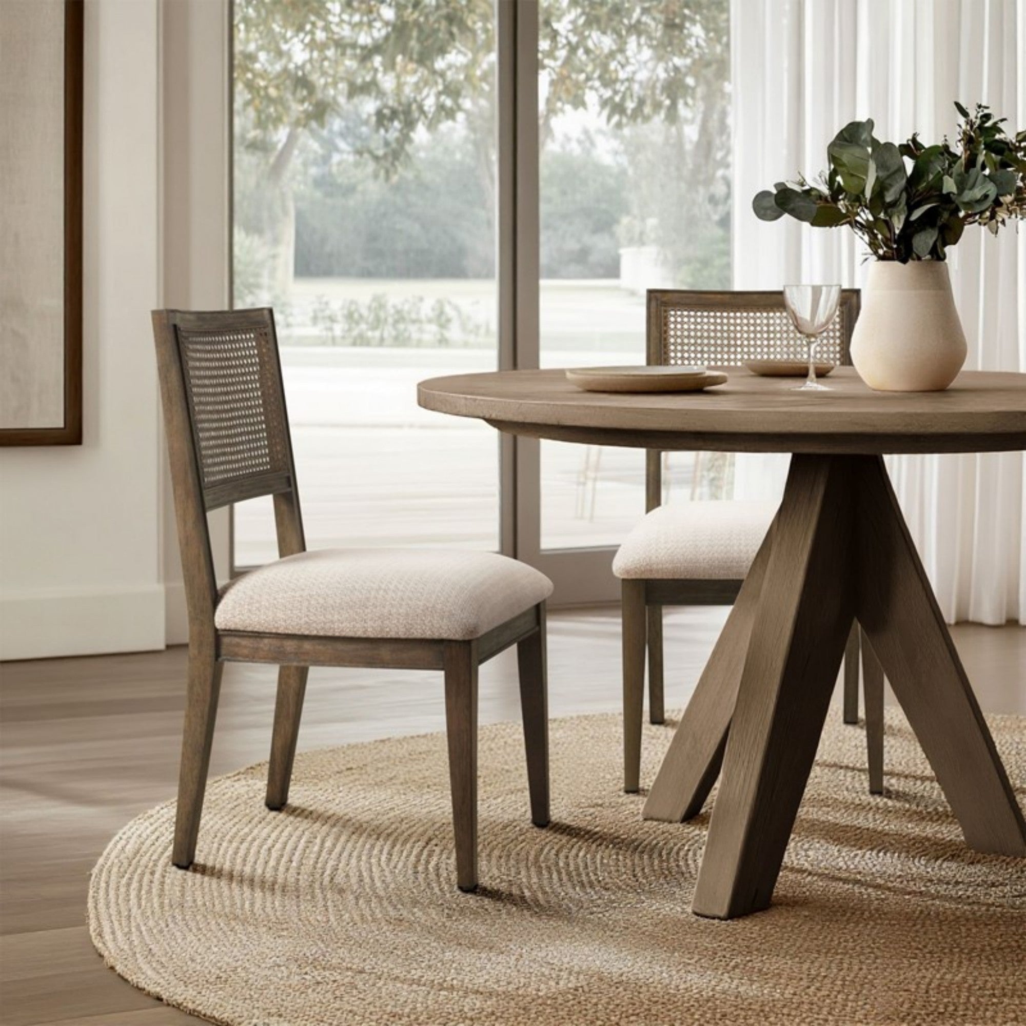 Hearthfield Rattan Armless Dining Chair, Set of 2