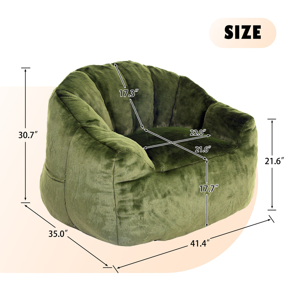 Beanbag Sofa Chair with Armrests Stuffed with High-Density Foam