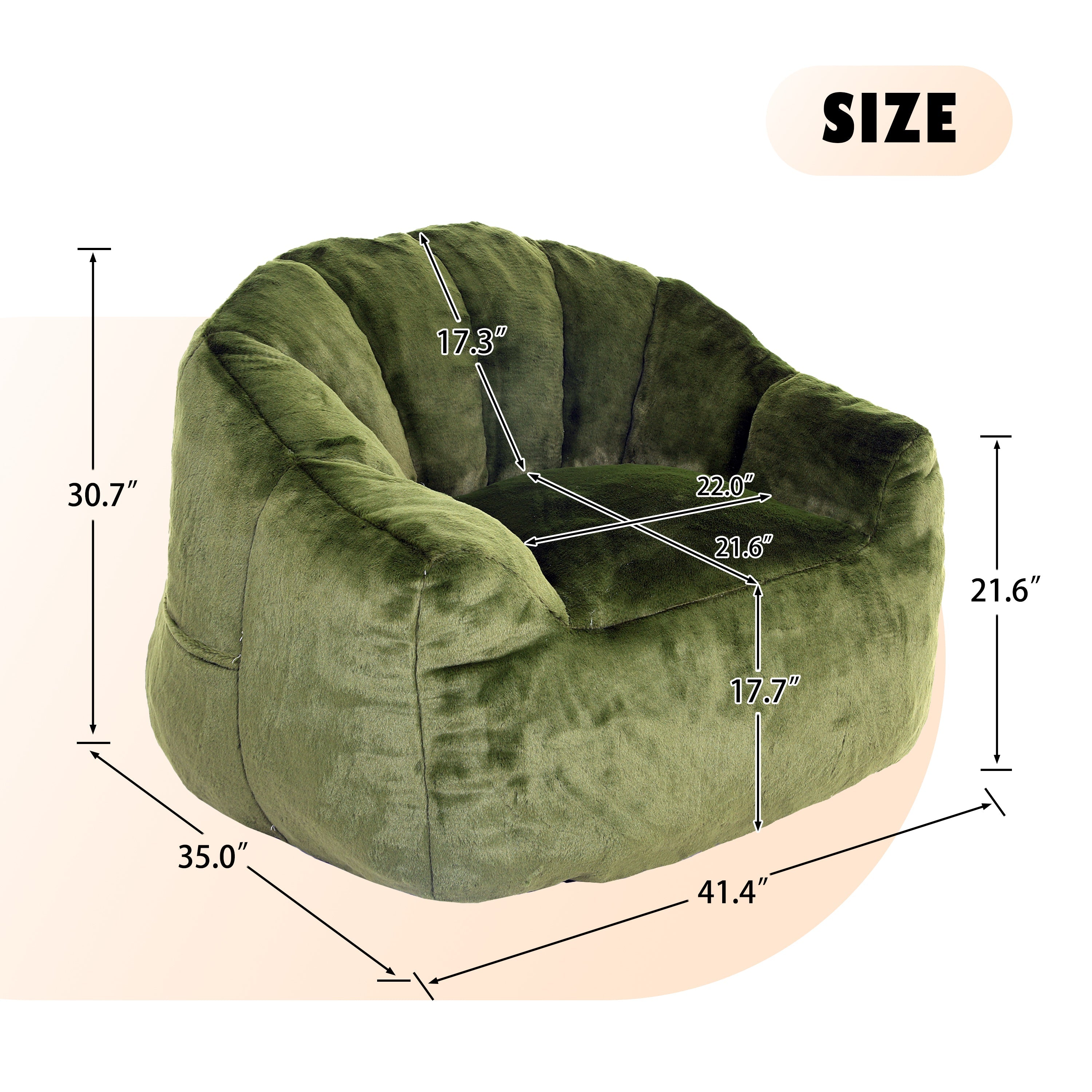 Beanbag Sofa Chair with Armrests Stuffed with High-Density Foam