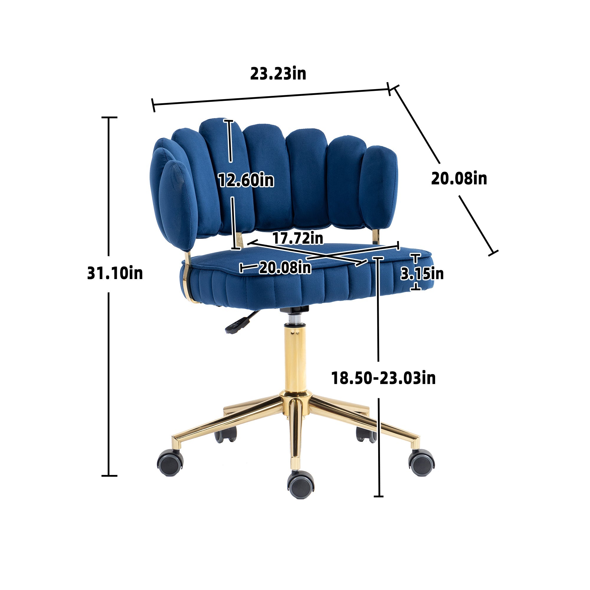 Modern Velvet Home Office Desk Chair with Adjustable Height and Swivel Wheels