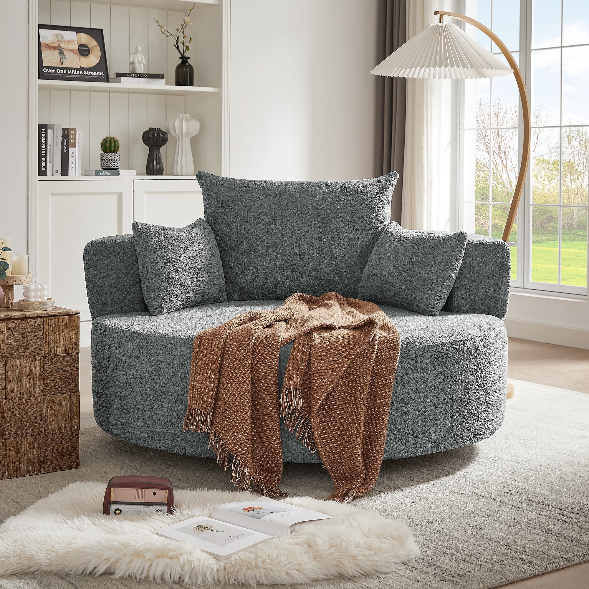 Crossley Oversized Swivel Barrel Accent Chair