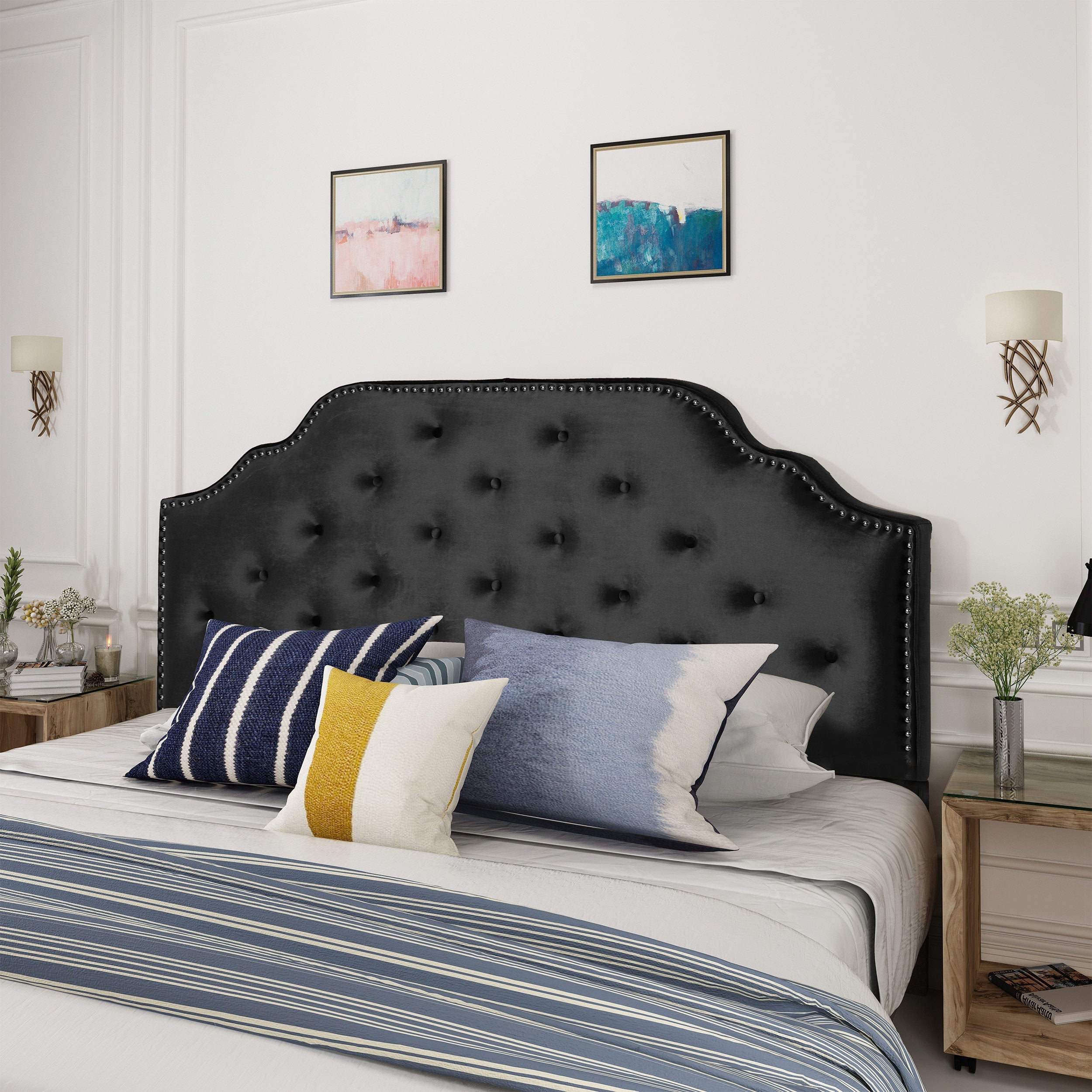 Luella Button Tufted Upholstered Headboard
