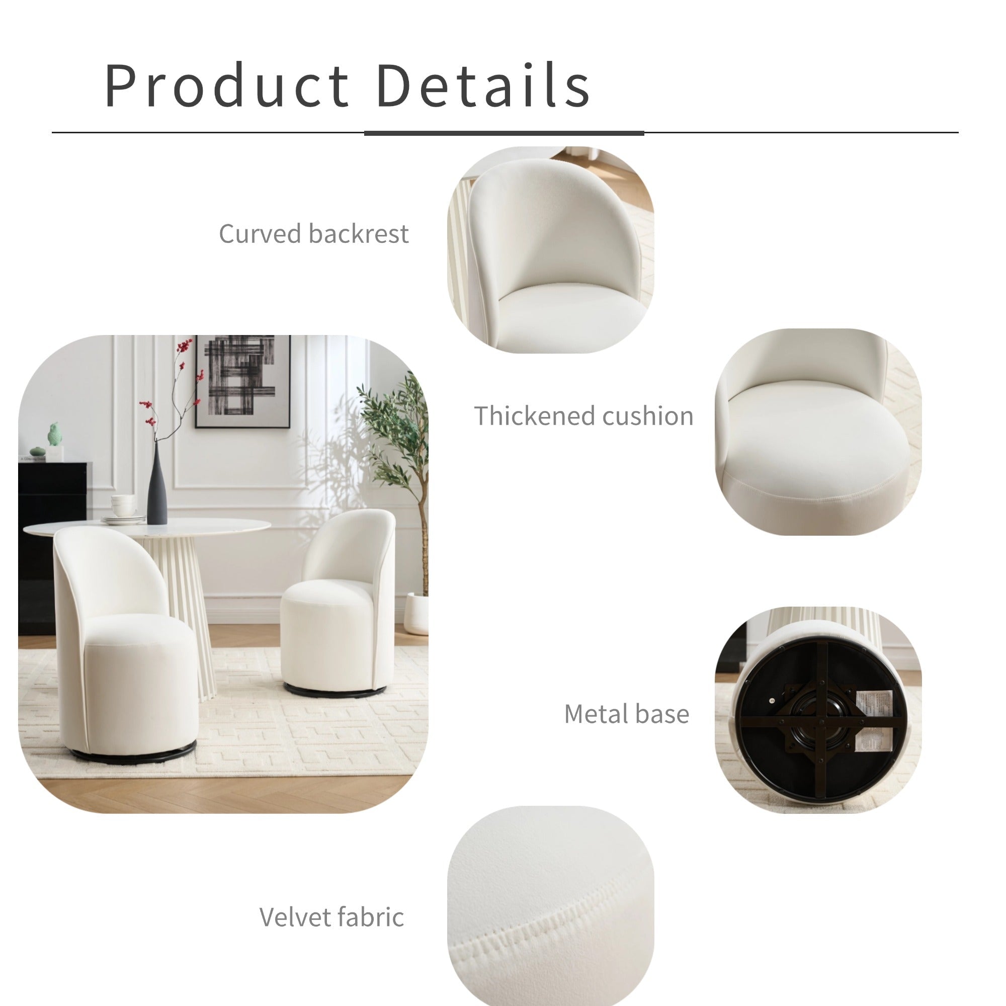 Ashcombe Mid Century Modern Round Velvet Dining Chair