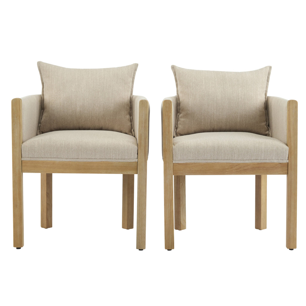 Ainsford Linen Upholstered Armchair with Natural Rubber Wood Legs, Set of 2
