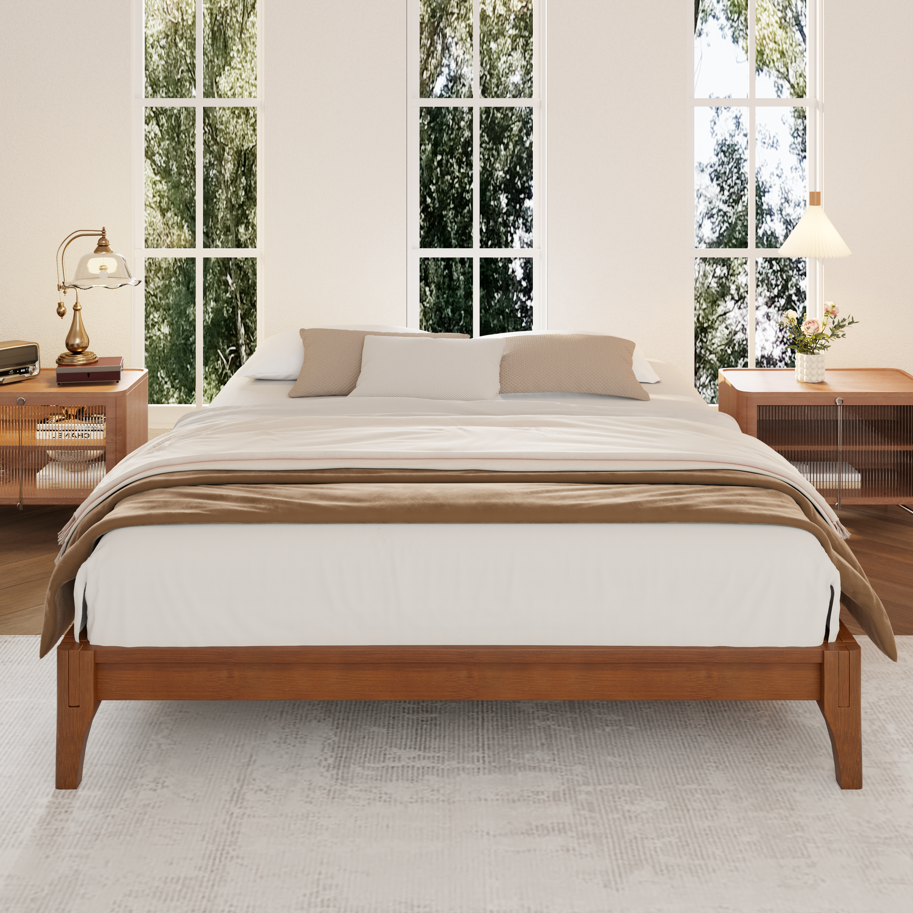 Bamboo Wood Platform Bed Frame