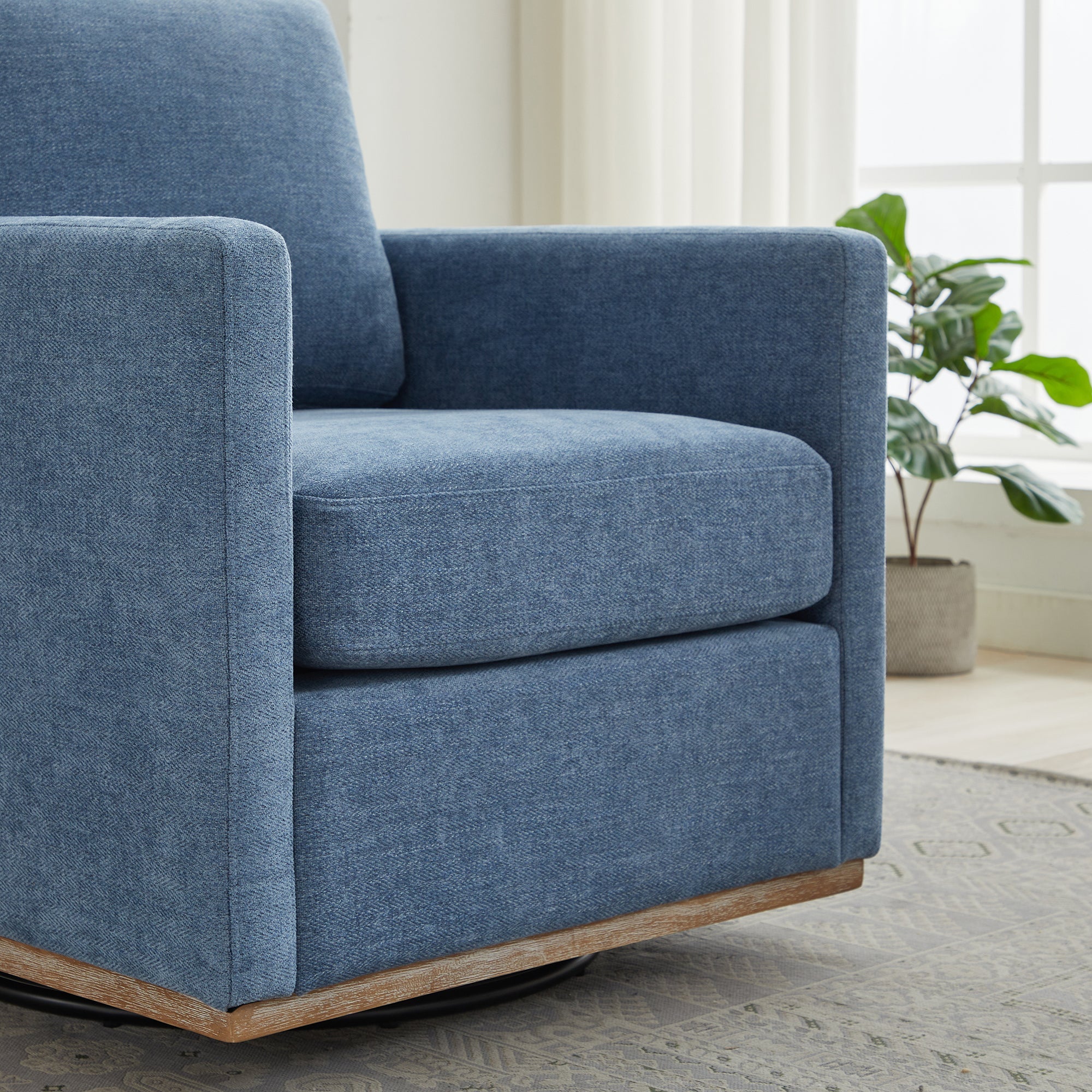 Modern Square Upholstered Swivel Accent Chair