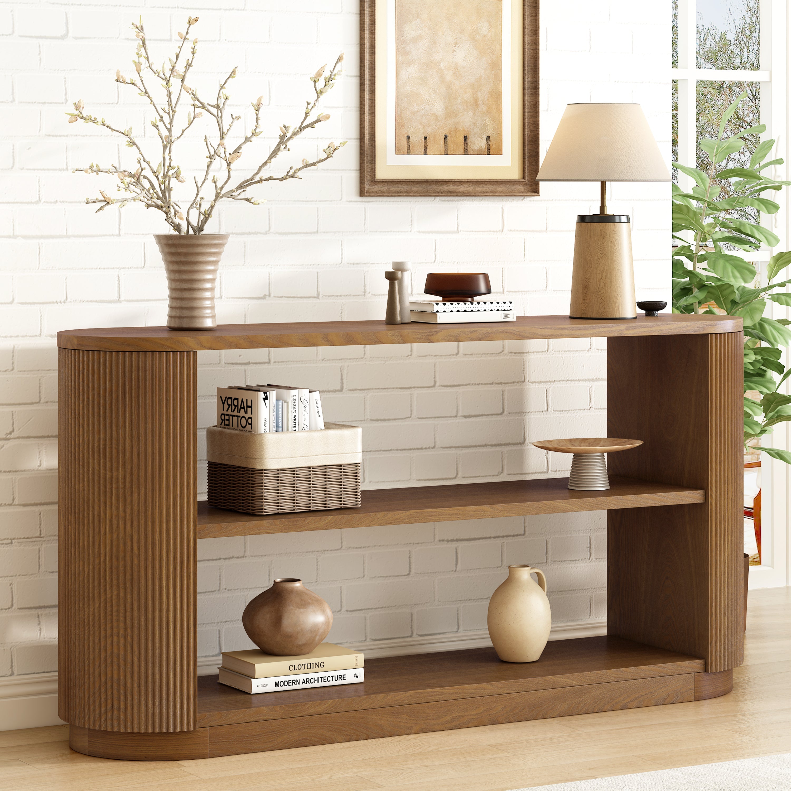 Modern Entryway Console Table with Open Shelf