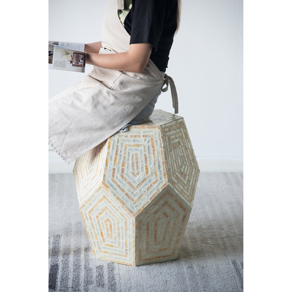 Hexagonal Capiz Side Table