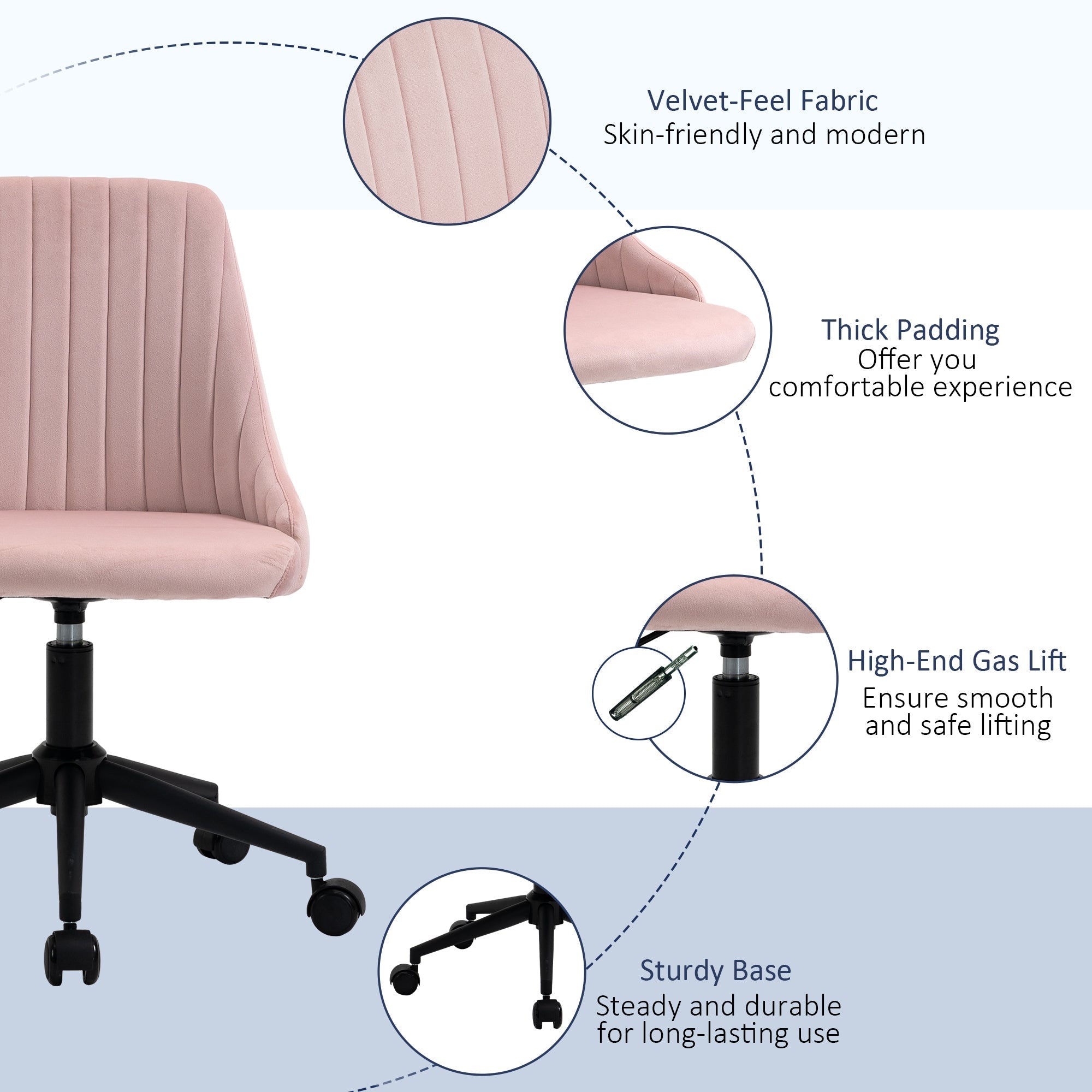 Scalloped Velvet Swivel Desk Chair
