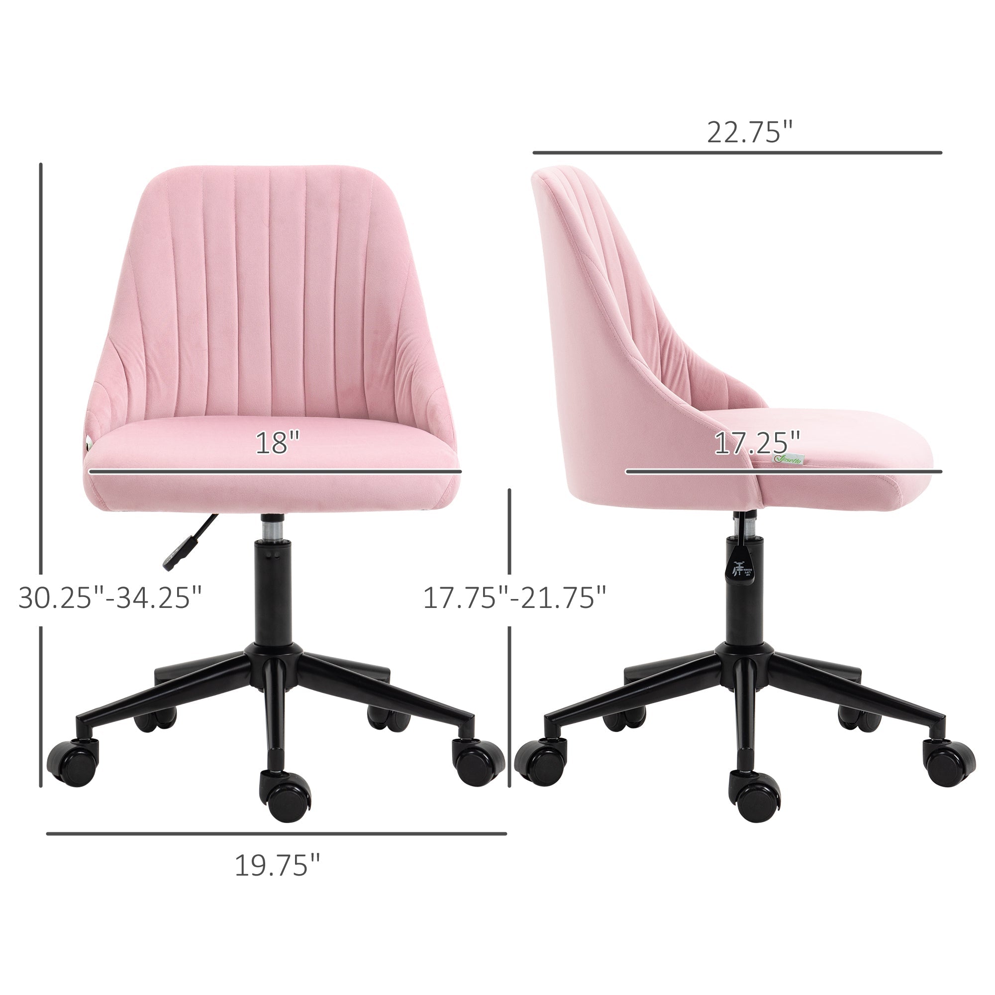 Scalloped Velvet Swivel Desk Chair