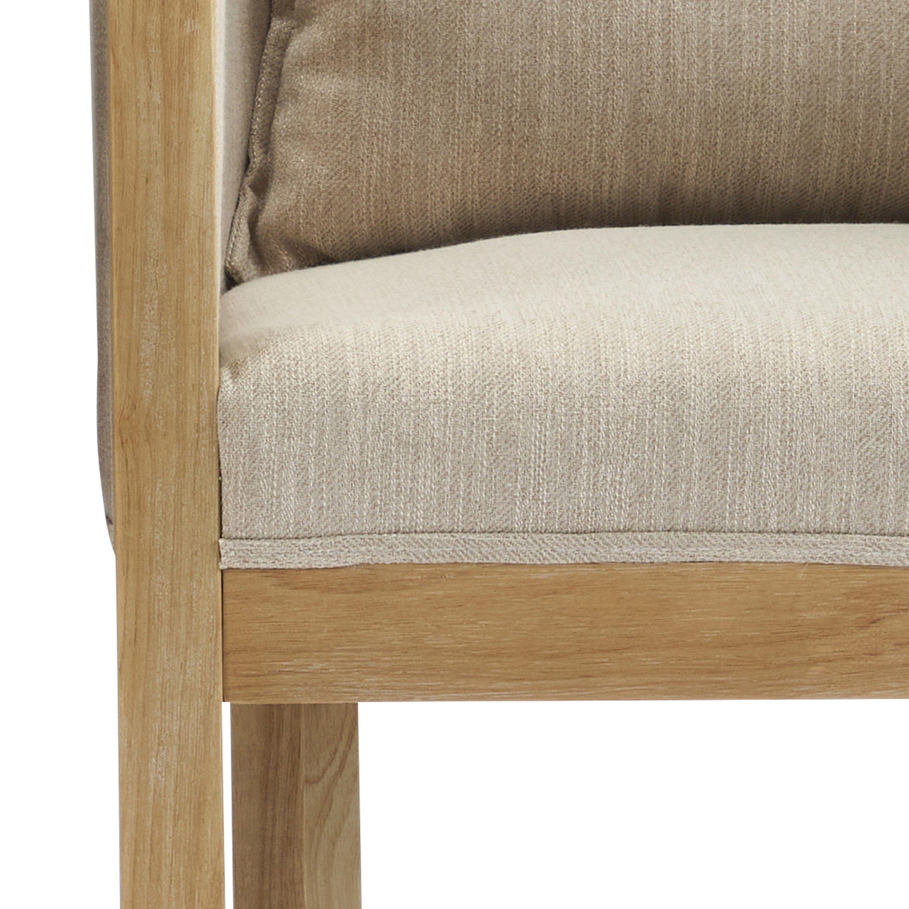 Ainsford Linen Upholstered Armchair with Natural Rubber Wood Legs, Set of 2