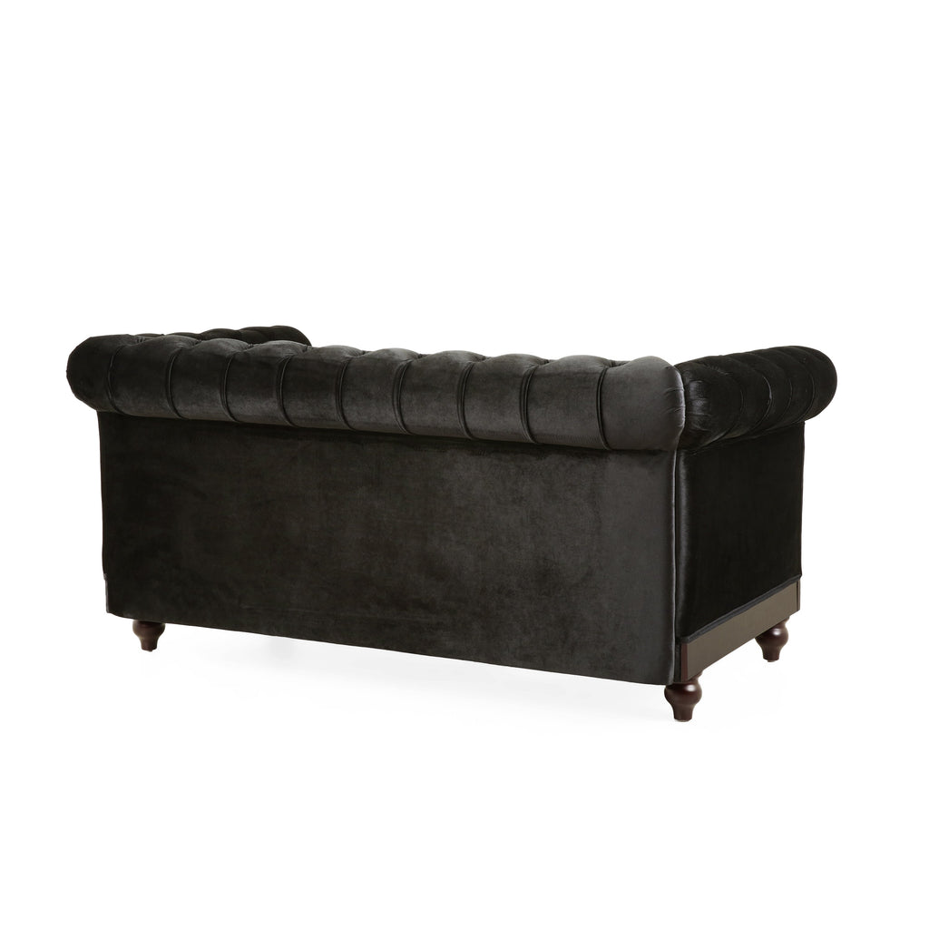 Velvet Rolled Arm Chesterfield Loveseat