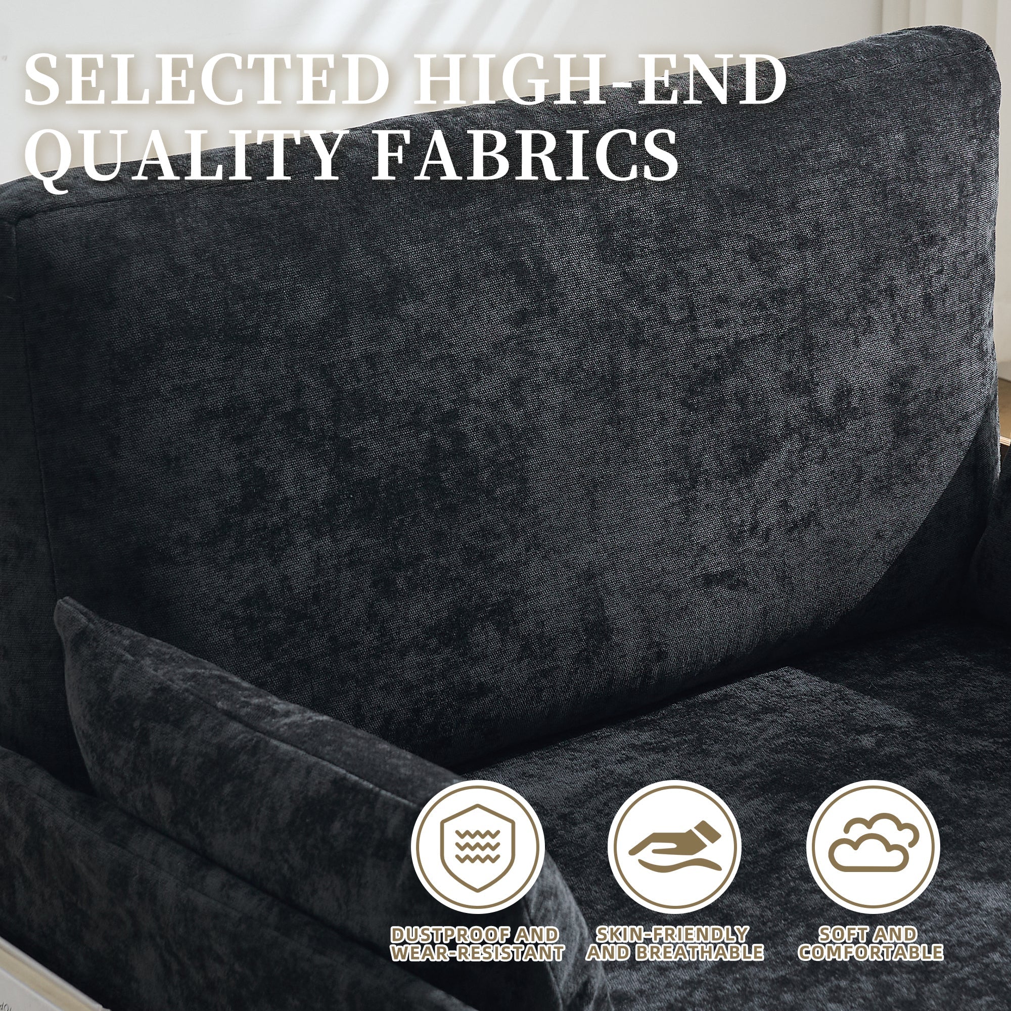 Mid-Century Modern Chenille Foldable Sofa Bed Recliner