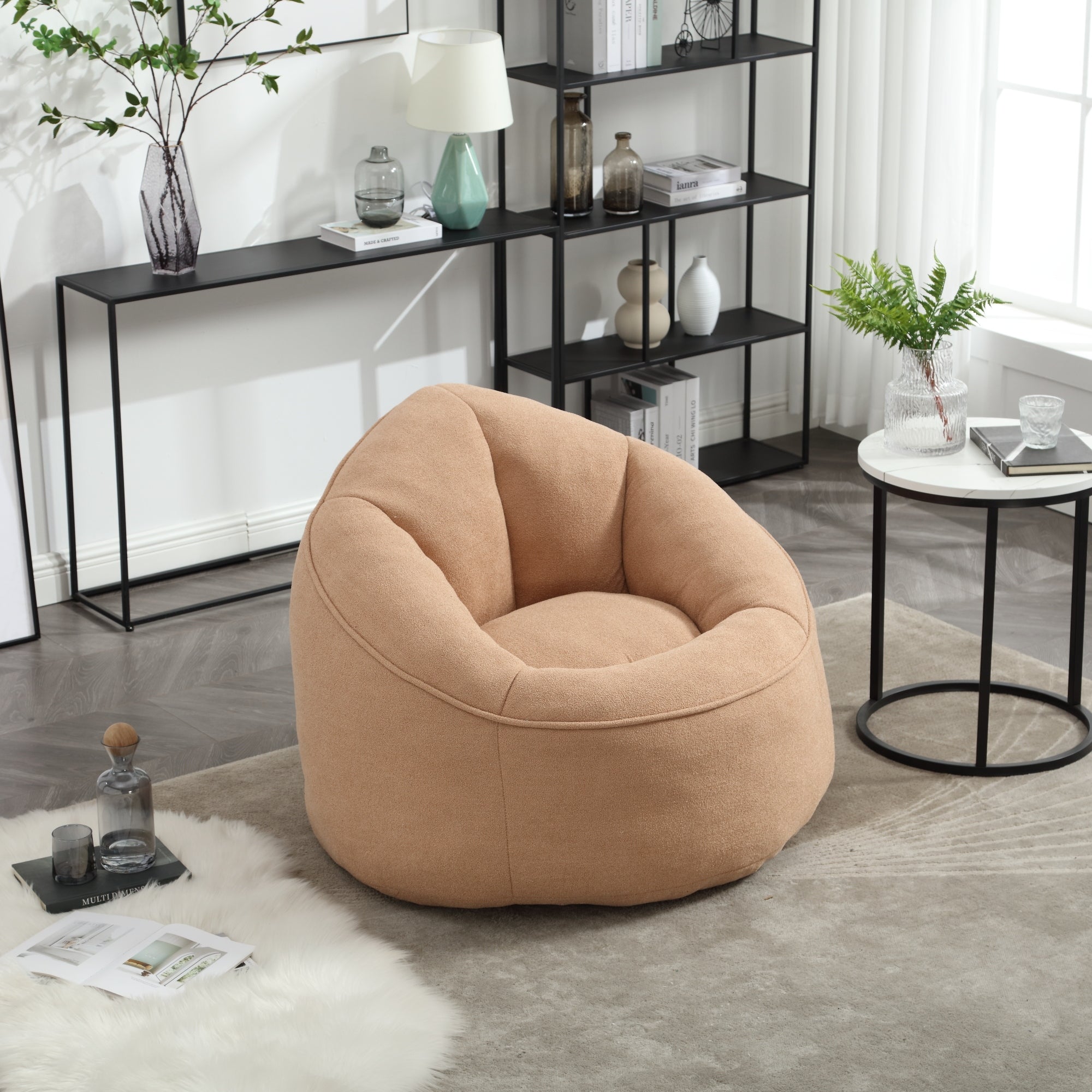 Bean Bag Sofa Chair with High-Pressure Foam and Footrest