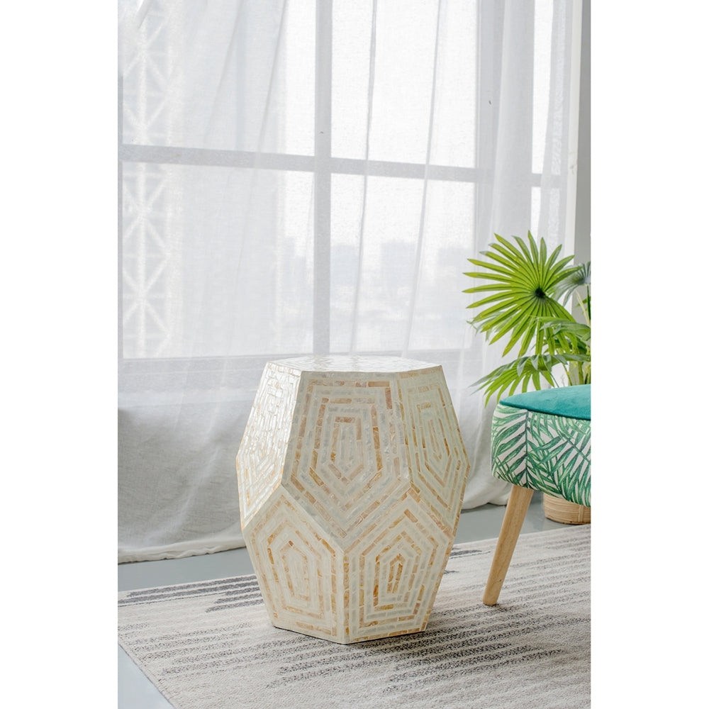 Hexagonal Capiz Side Table