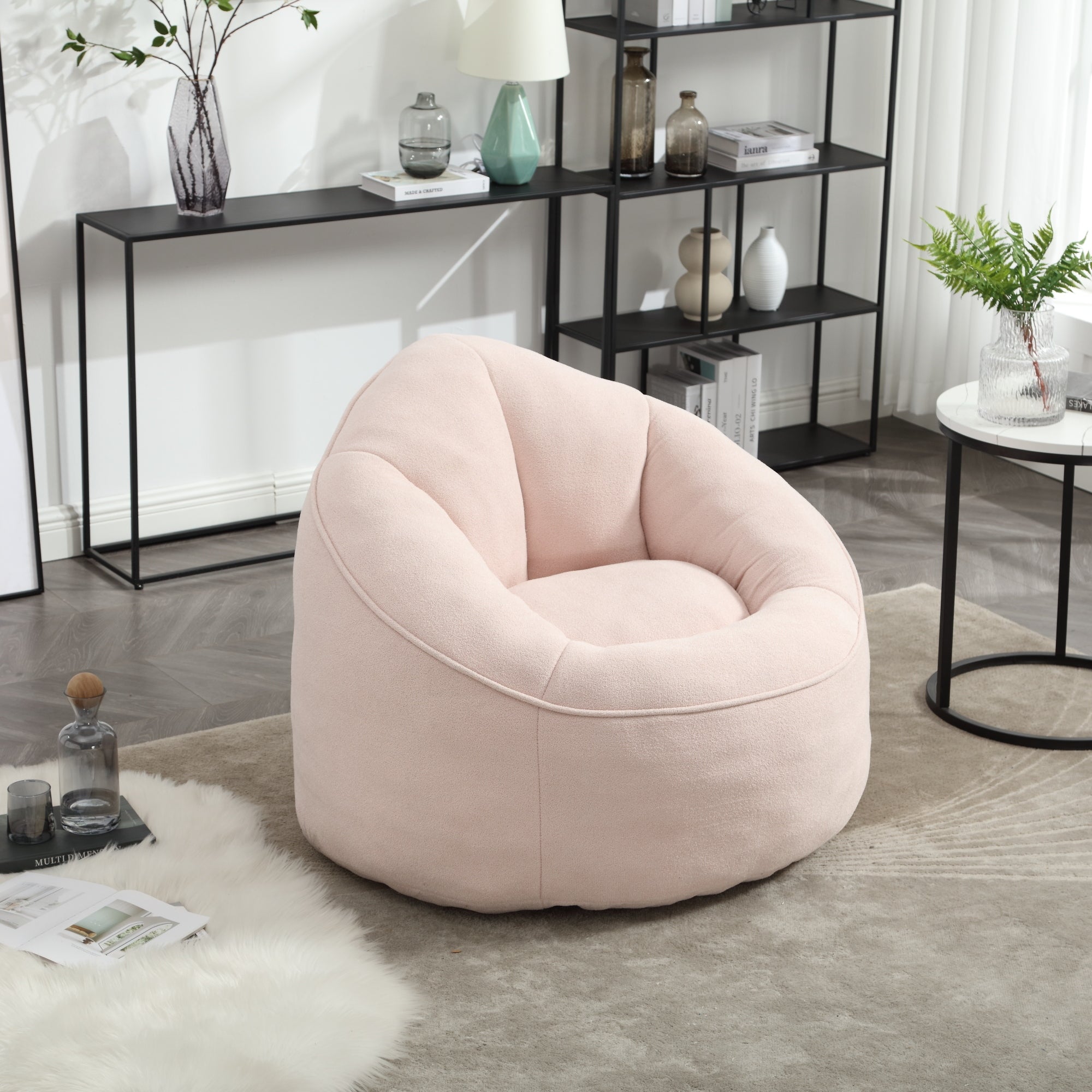 Bean Bag Sofa Chair with High-Pressure Foam and Footrest