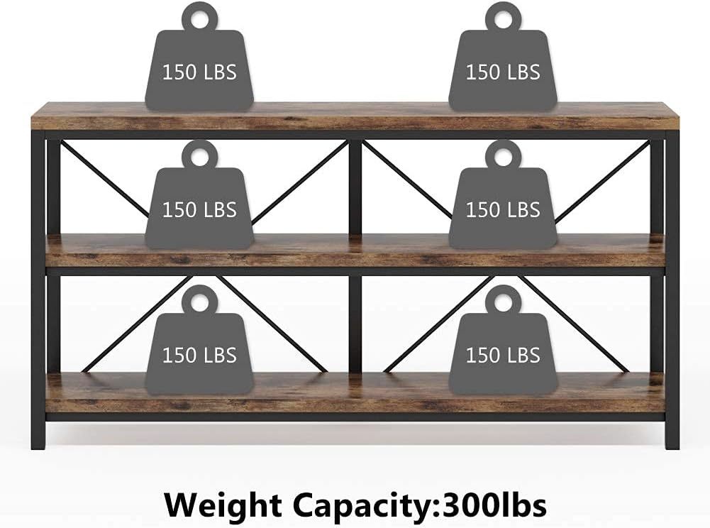 Granton Industrial 3-Tier Console Table with Storage Shelves
