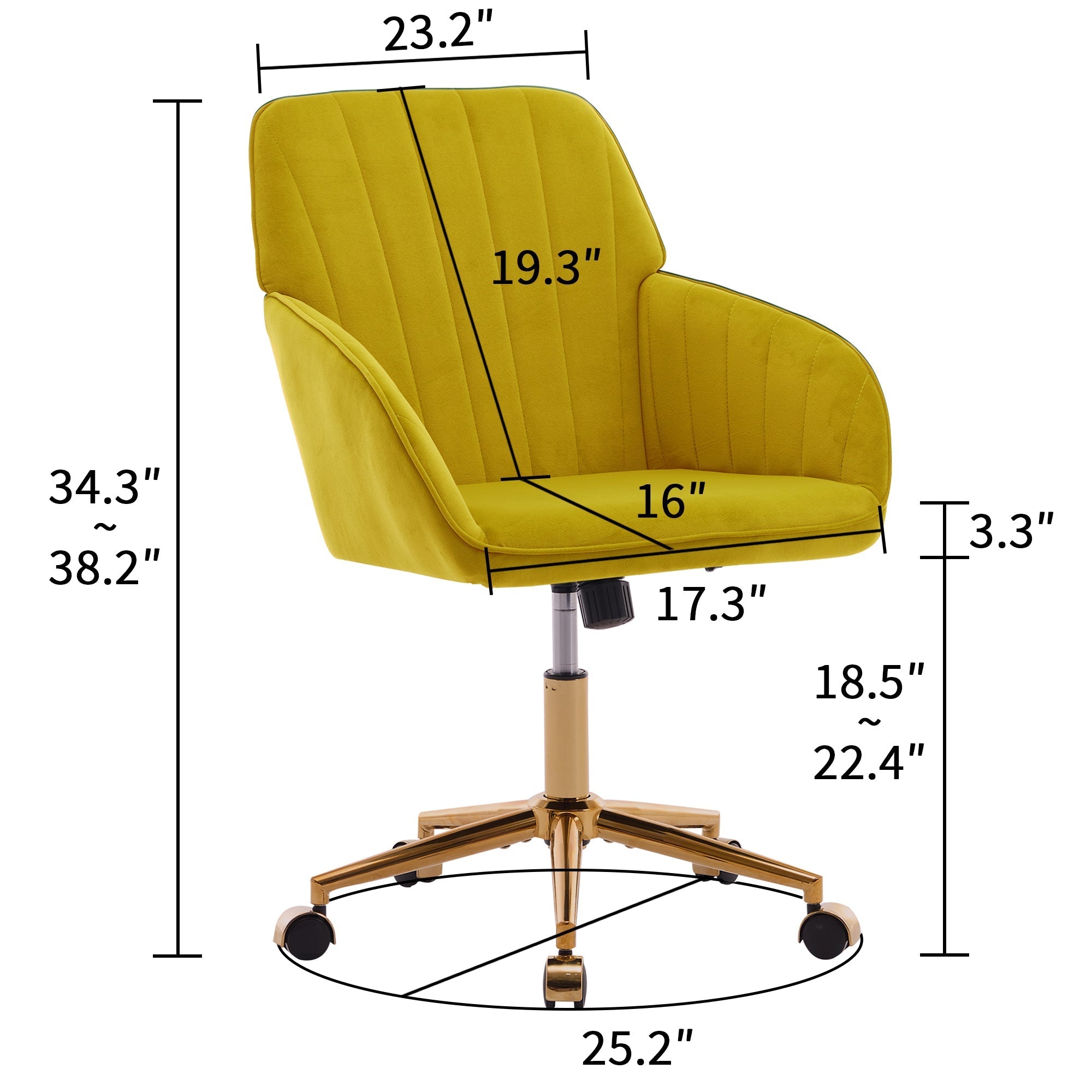 Adjustable Ergonomic Swivel Chair with Golden Base