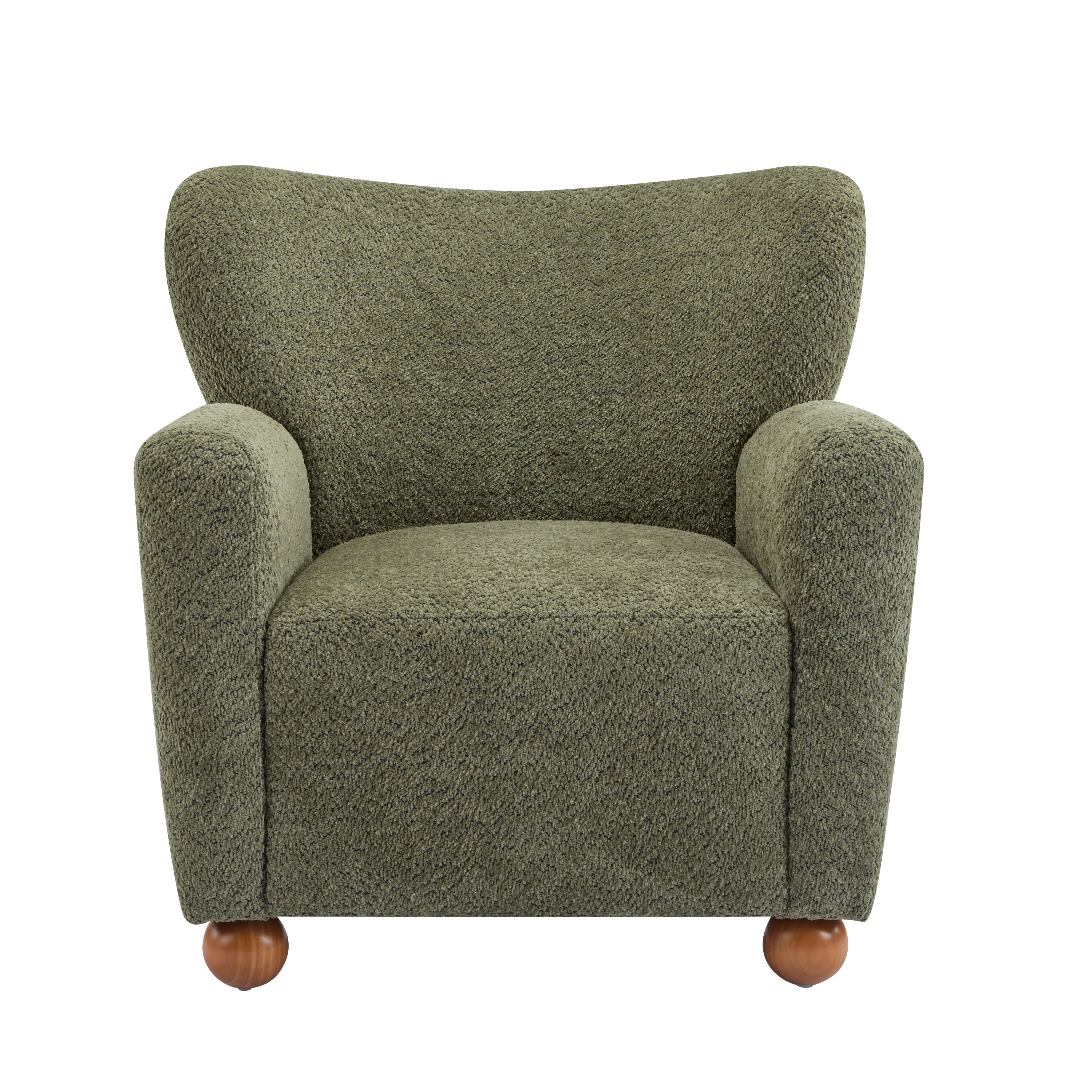 Cozy Wingback Accent Chair with Round Wood Feet