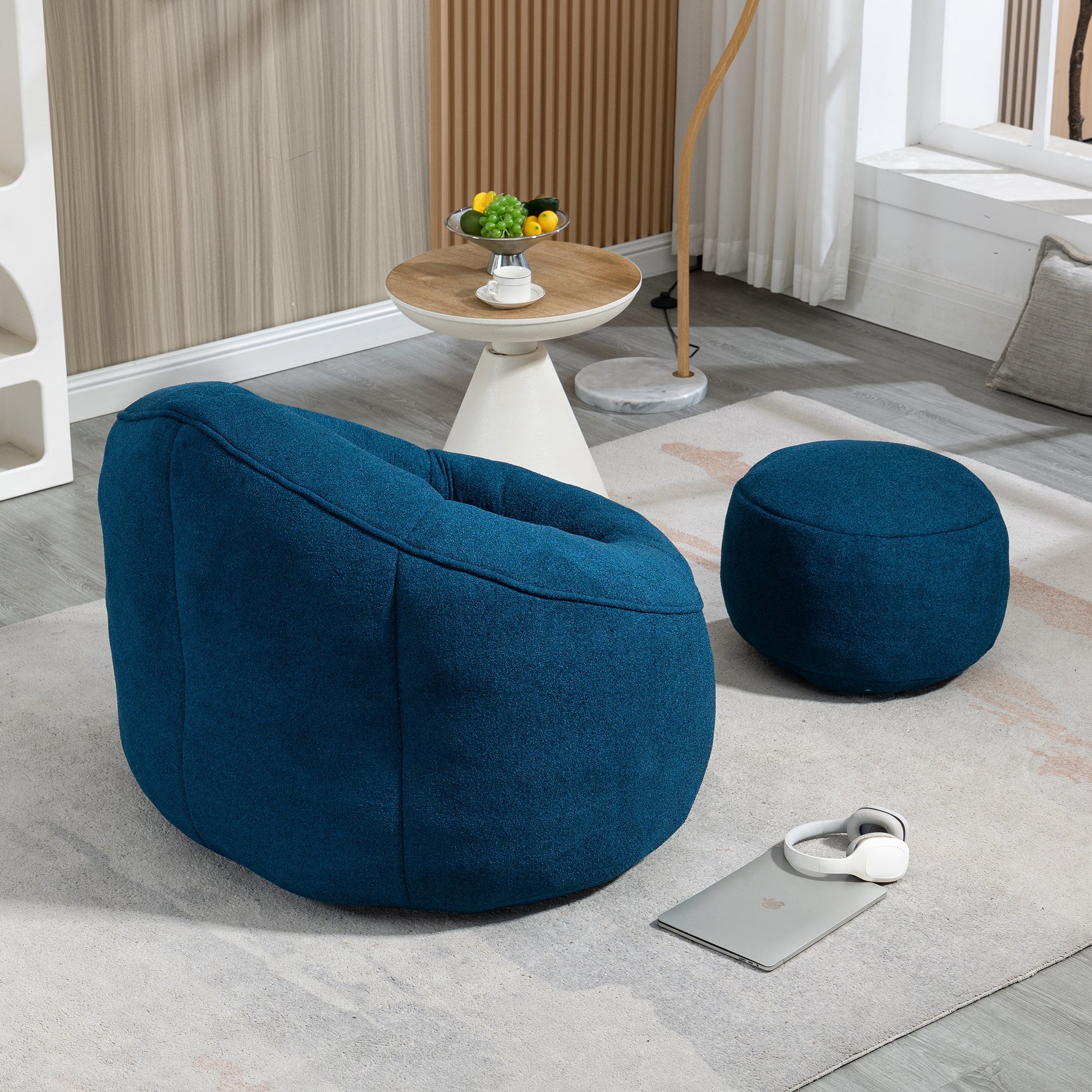 Bean Bag Sofa Chair with High-Pressure Foam and Footrest