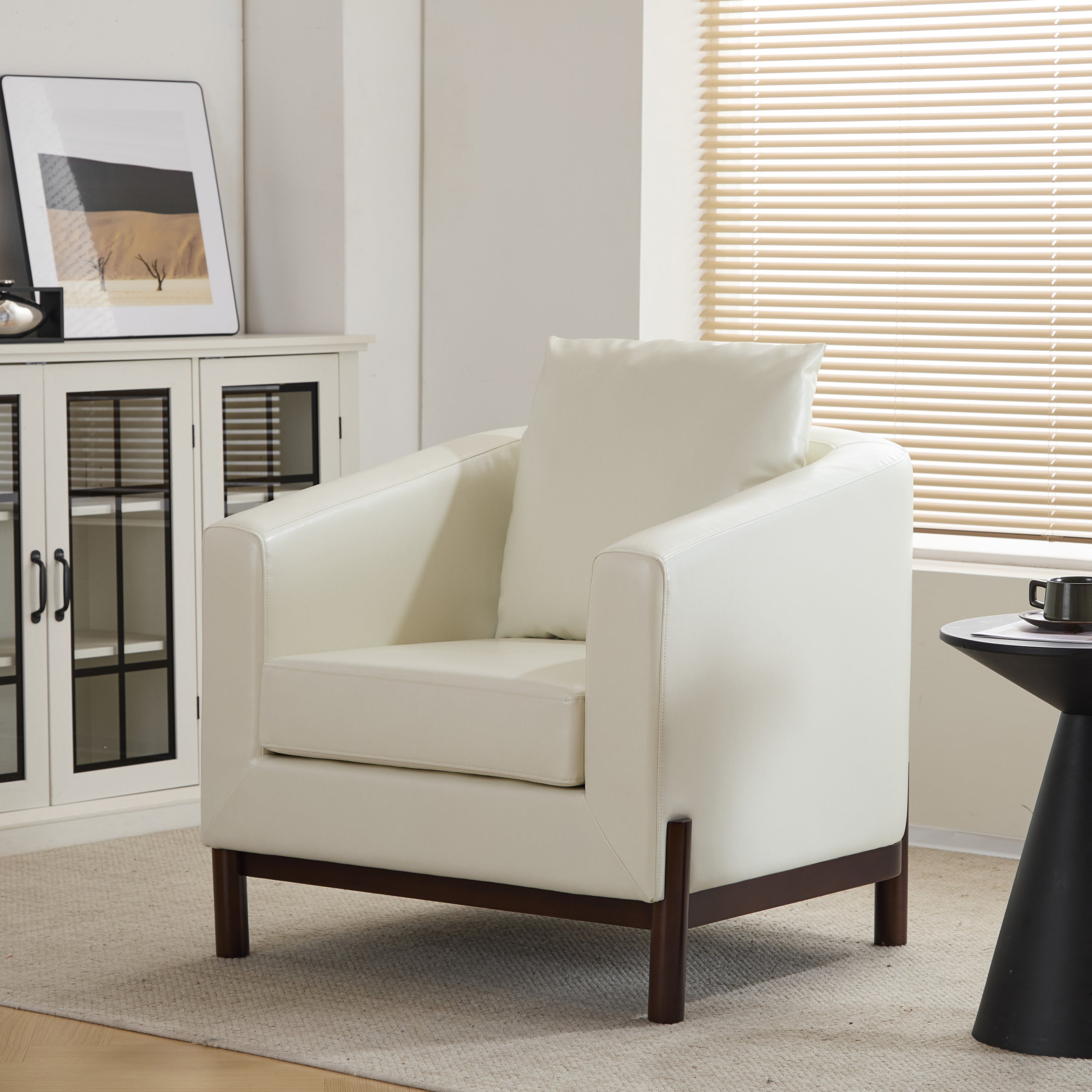 Faux Leather Barrel Club Accent Chair