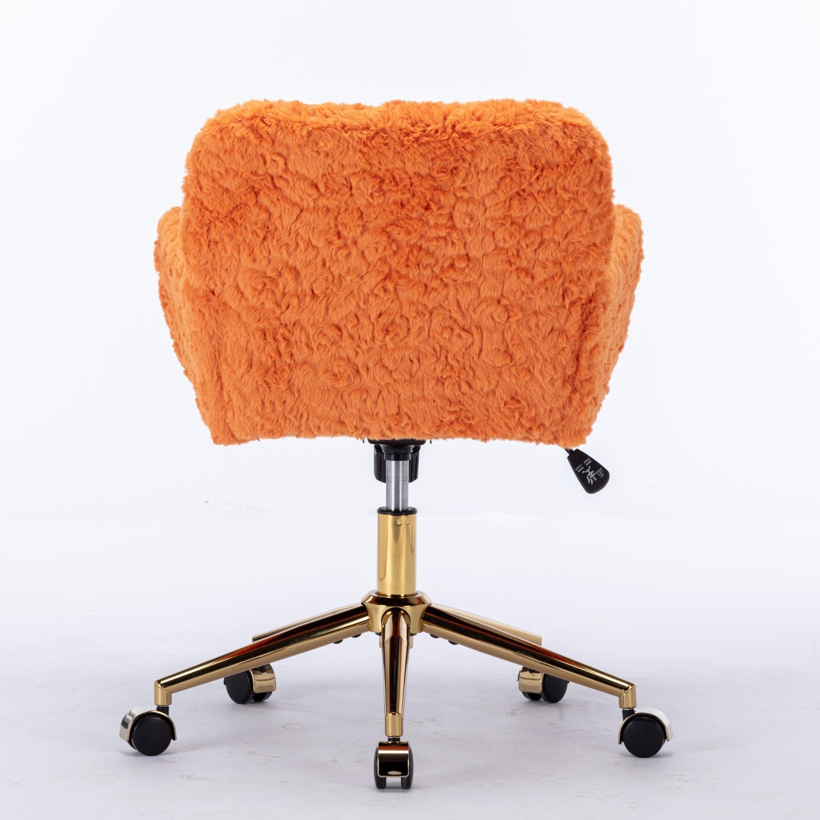 Faux Rabbit Hair Office Chair with Golden Metal Base, Adjustable Swivel
