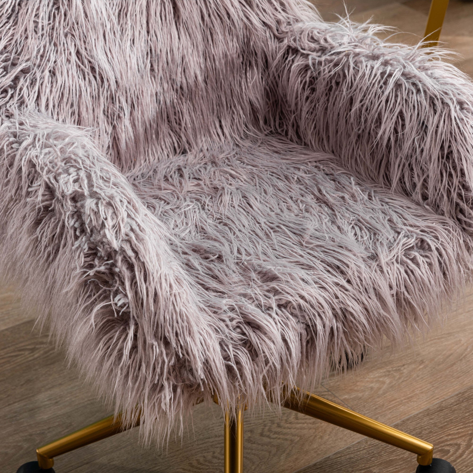 Faux Fur Office Chair with Gold Base