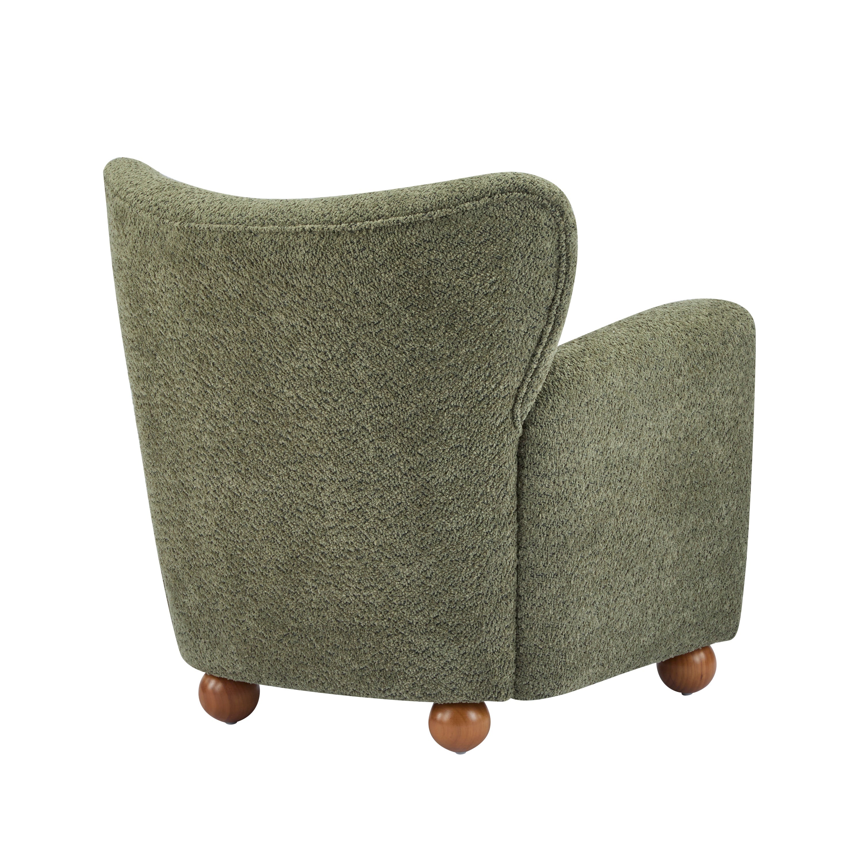 Cozy Wingback Accent Chair with Round Wood Feet