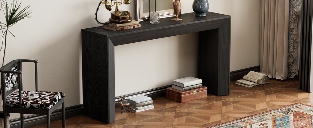 Minimalist Rustic Rectangular Waterfall Console Table