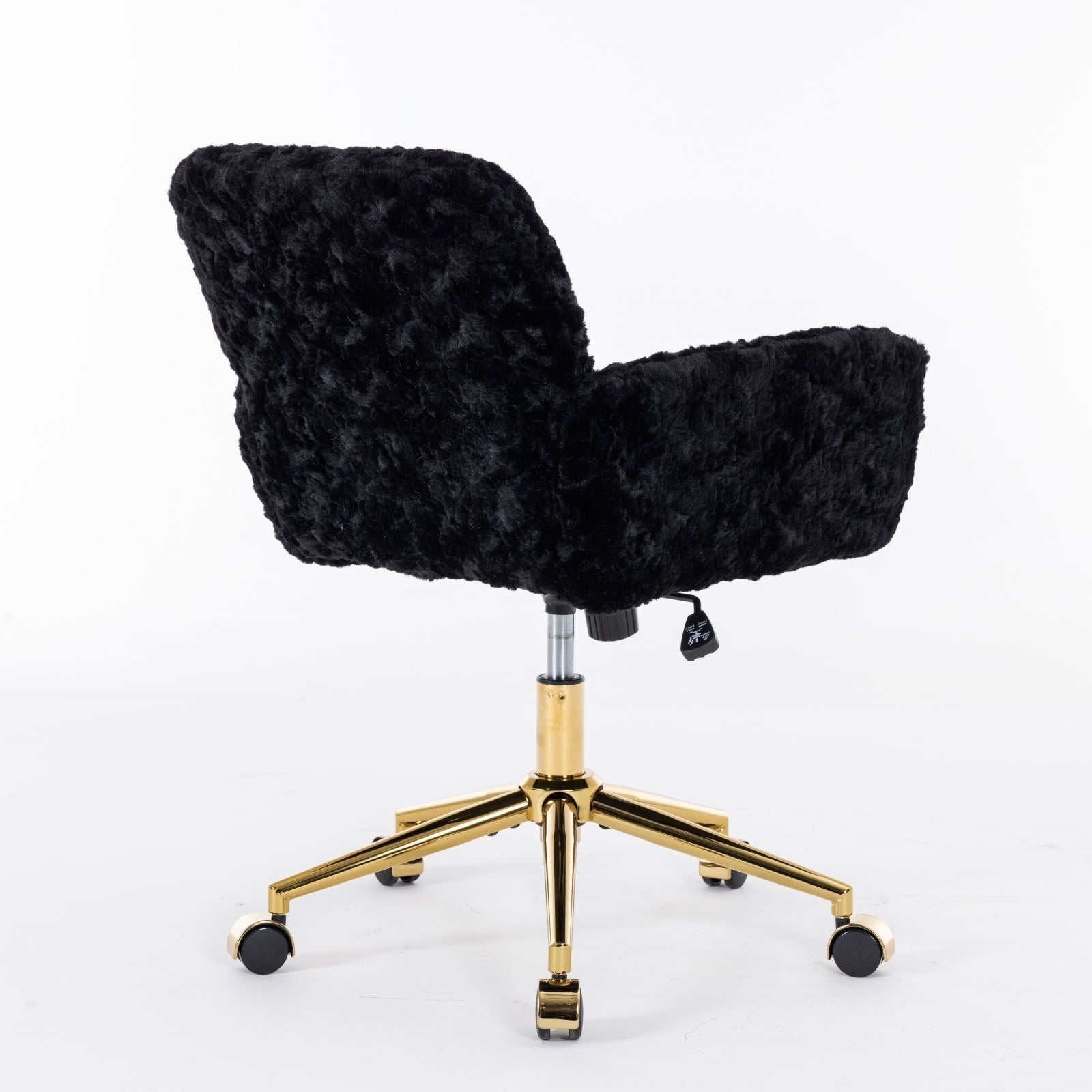 Faux Rabbit Hair Office Chair with Golden Metal Base, Adjustable Swivel