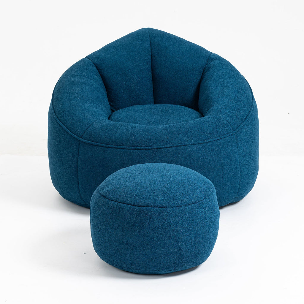 Bean Bag Sofa Chair with High-Pressure Foam and Footrest