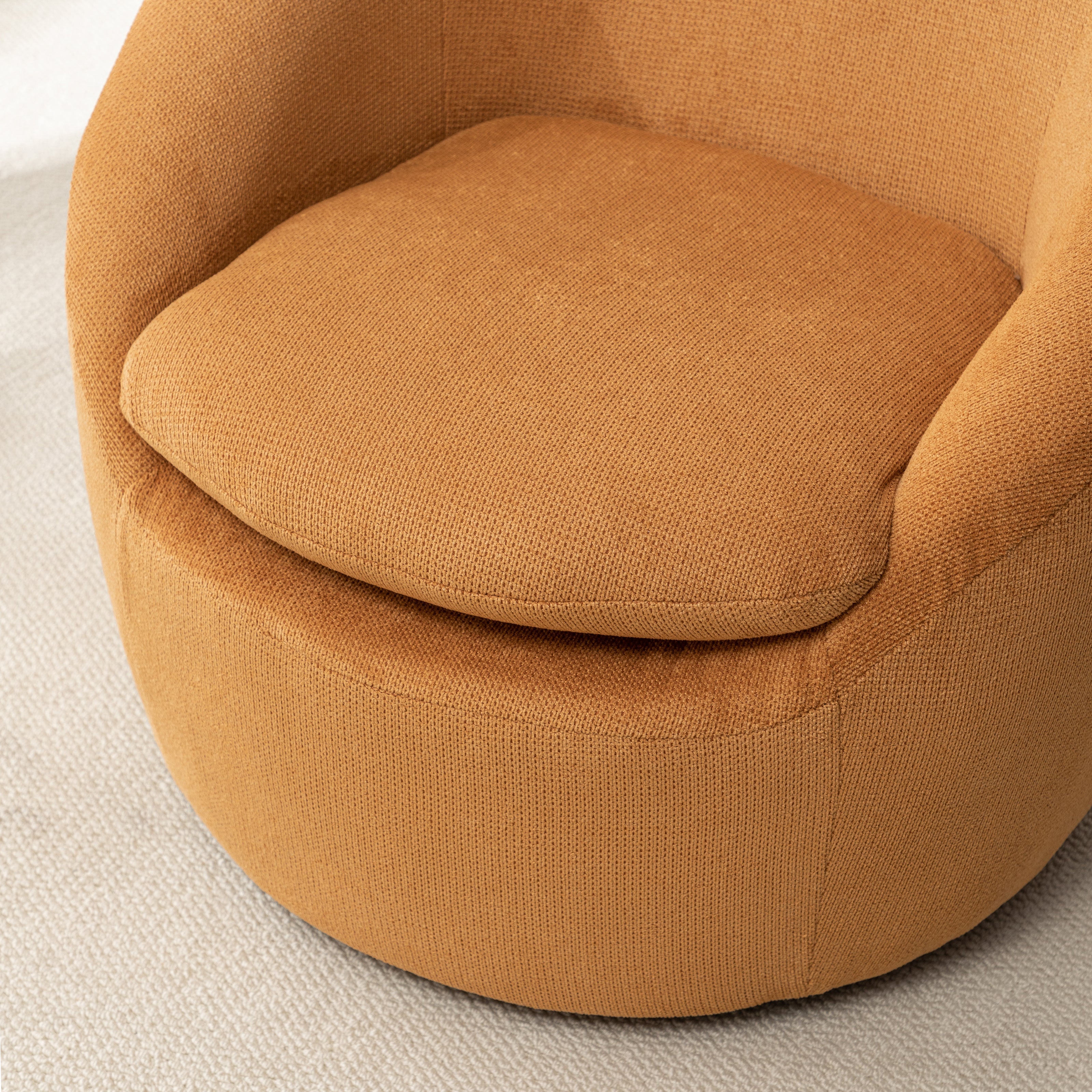 Winnie Modern Teddy Fabric Swivel Barrel Chair