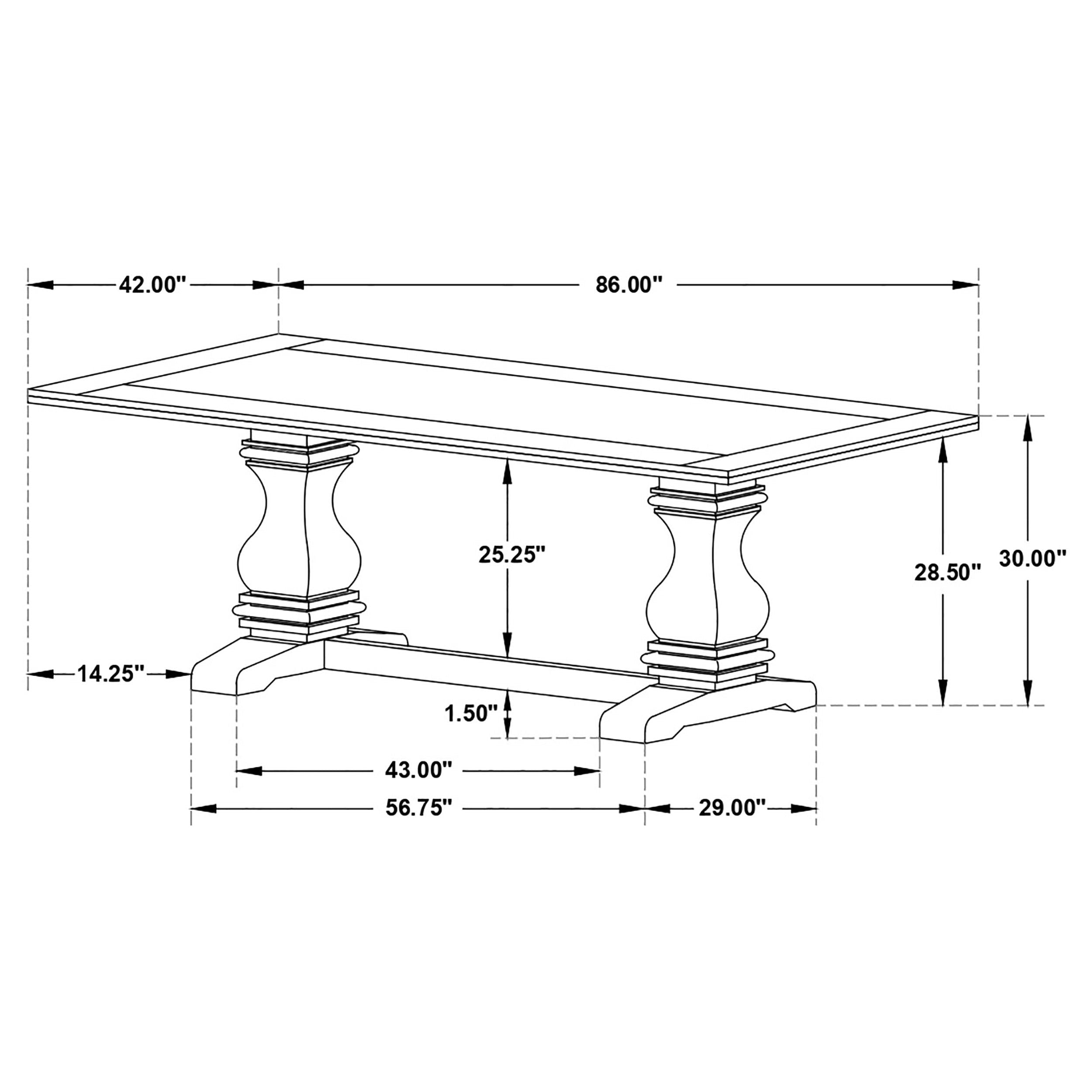 Villeneuve Rustic Espresso Rectangular Double Pedestal Dining Table